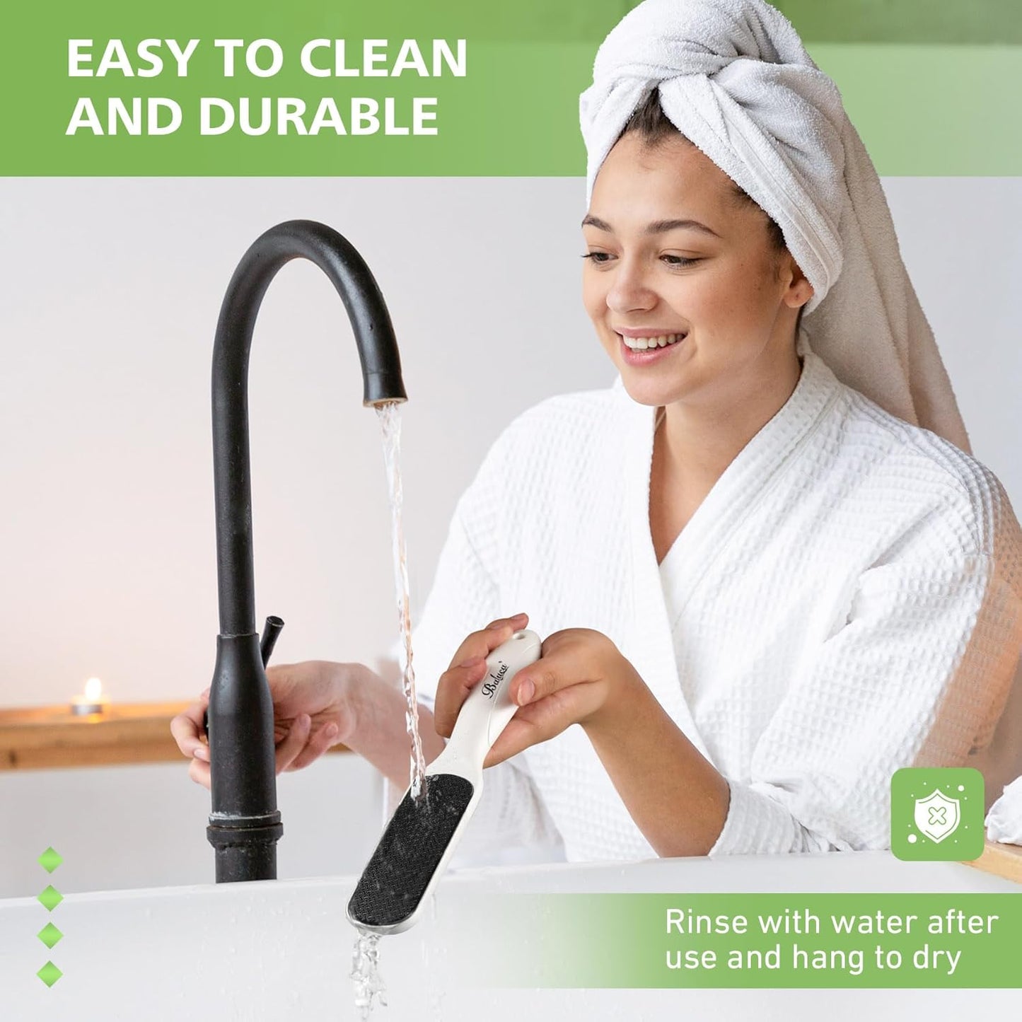 BALUCA Hard Skin Remover Nano Glass Foot File - Foot Callus Remover, Durable Foot Scrubber, Dead Skin Remover, Hygienic Pedicure Tool, Long Lasting Foot Buffer, Soft Smooth Feet, White