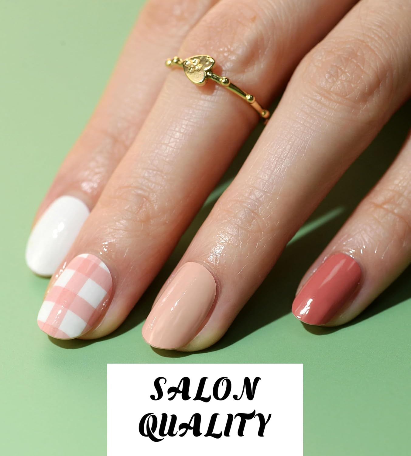 Nail Polish Strips Long Lasting, 20Pcs Wraps, Easy Apply& Remove Salon Quality Gel Nail Stickers (Girls picnic time pink)