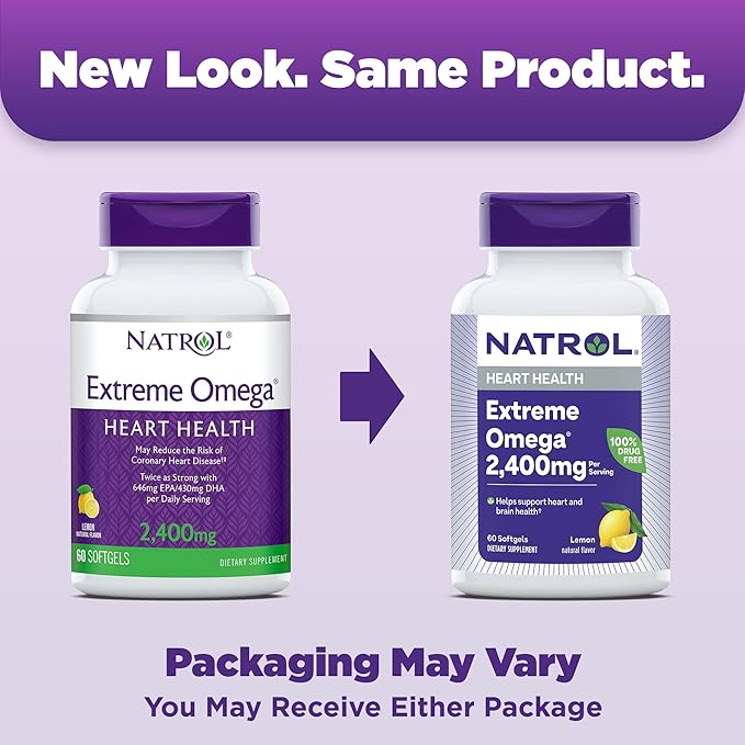 Natrol, Omega-3 Extreme Softgels, Heart Health Dietary Supplement, 60 Count