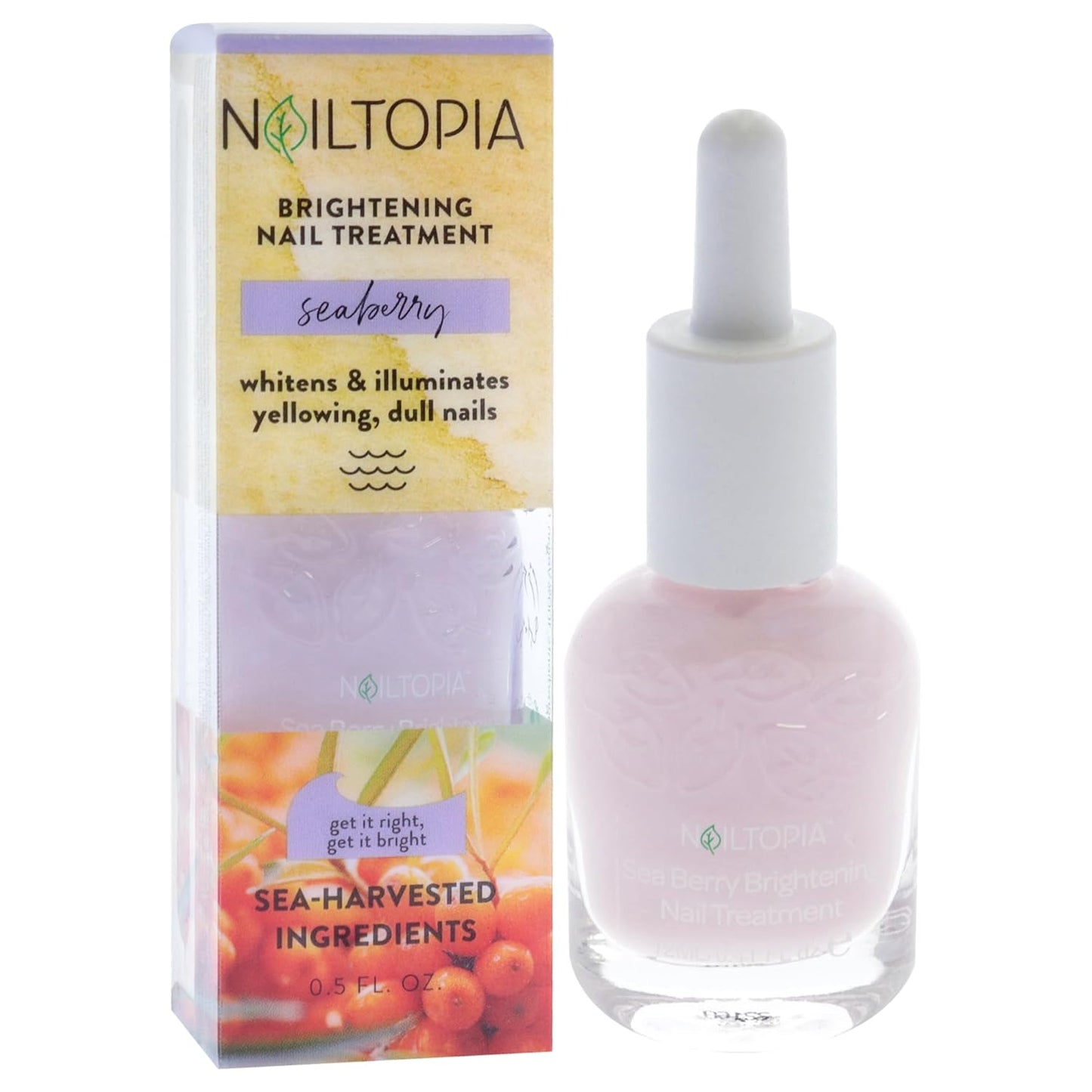 Nailtopia Healing and Brightening Nail Treatment - Nail Growth Oil - Nail Strengthener Treatment for Hard Nails - With Superfood Sea Berry - 0.41 oz
