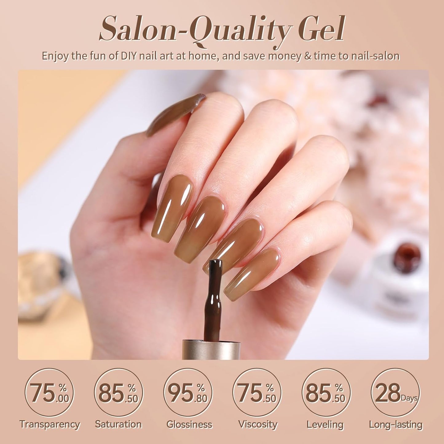 Born Pretty Fall Winter Jelly Gel Nail Polish,Milky Jelly Translucent Brown Purple Green Grey Pink Colors,Soak Off U v LED Light Cure Nail Art Kit for Salon Manicure and DIY at Home