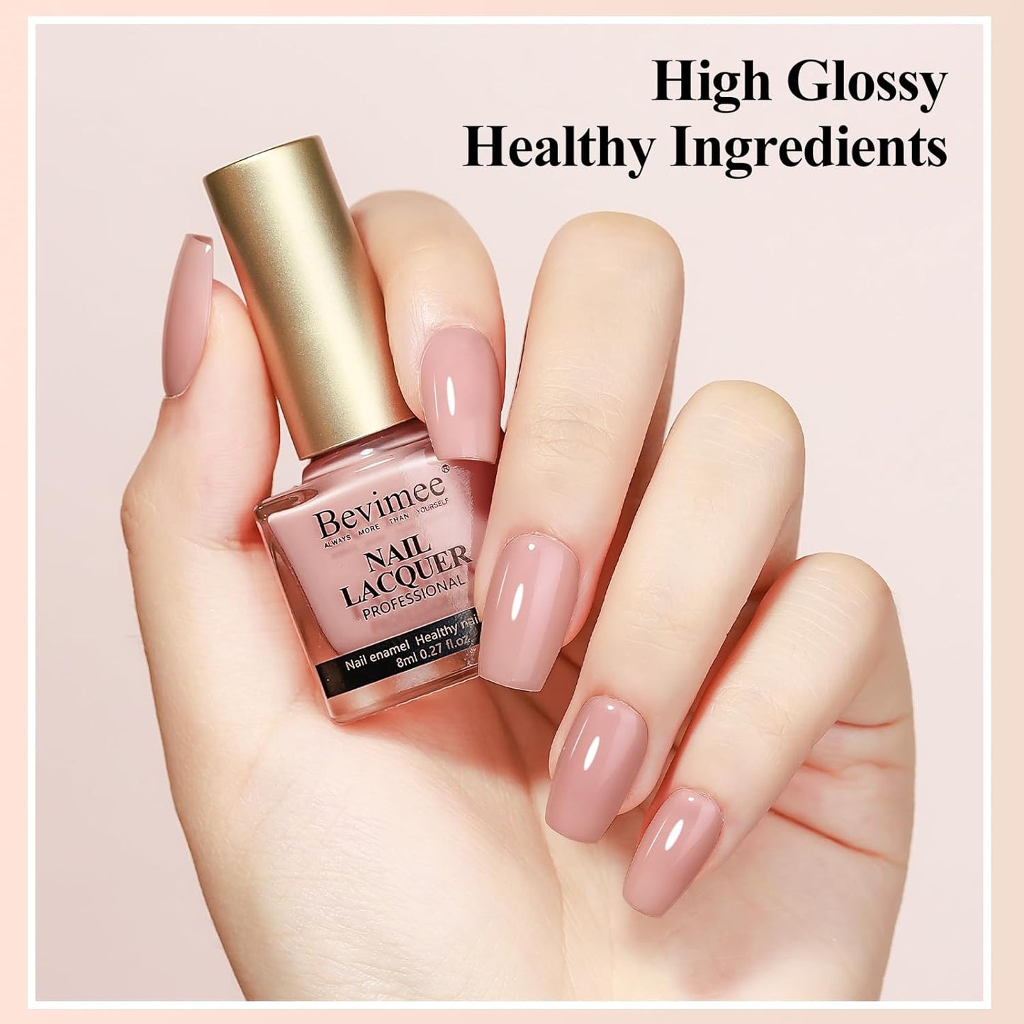 Nude Nail Polish Set: Quick Dry Nail Lacquer Non Ge Regular Sheer Colors White Nude Light Pink Natural Fingerpolish Fast Drying DIY Salon Gift For Women, 6 Colors 8lm/0.27fl.oz