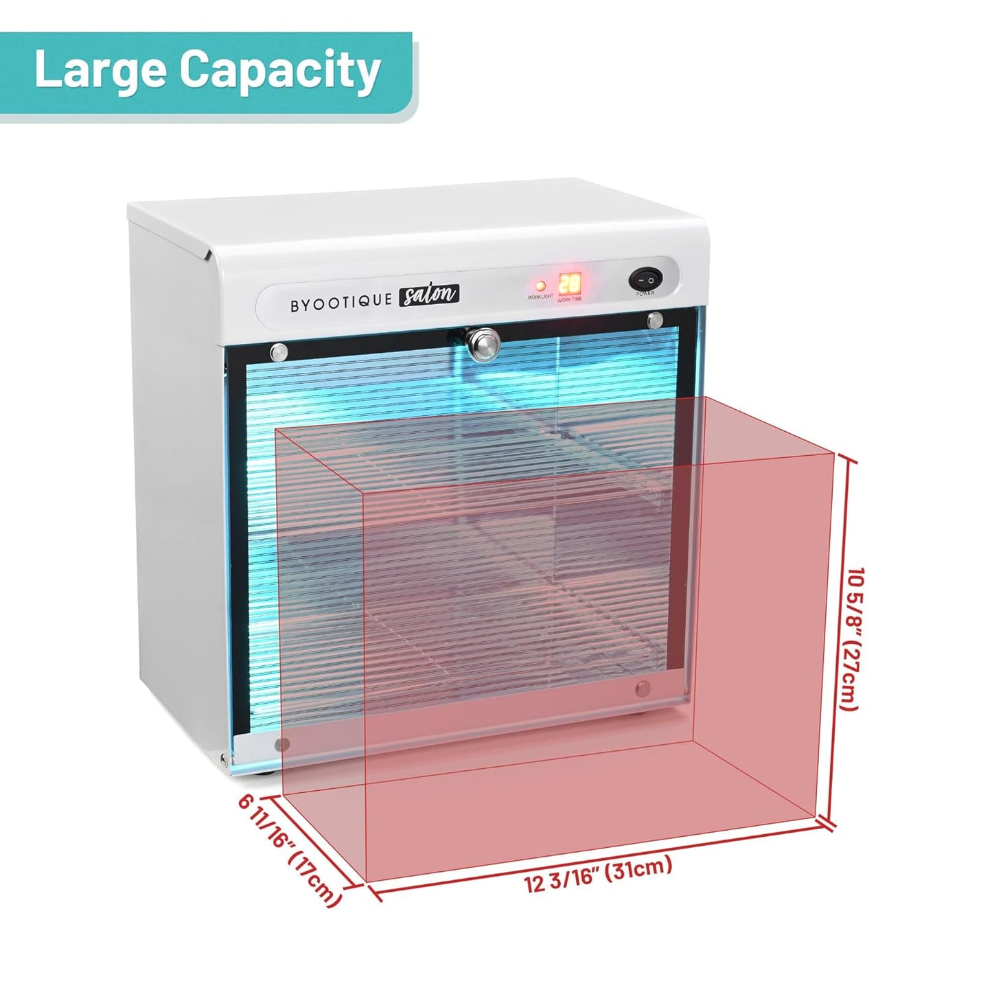 BYOOTIQUE 16L Nail Tool Cleaning Machine Electric Towel Cabinet Blue Light with Timer for Manicure Clippers Facial Skin Beauty Hair Salon Barbershop Spa Equipment Home Metal Tools