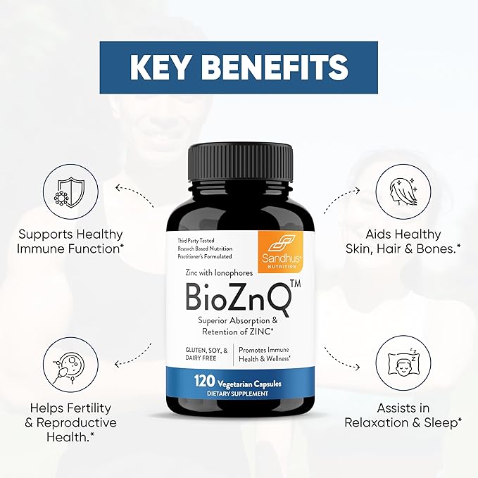 Sandhu's Zinc Supplement with Ionophores| Quercetin & Green Tea Extract for Superior Absorption and High Potency| 900mg Vegetarian Capsules 60 Days Supply| Immune Support for Men & Women| Made in USA