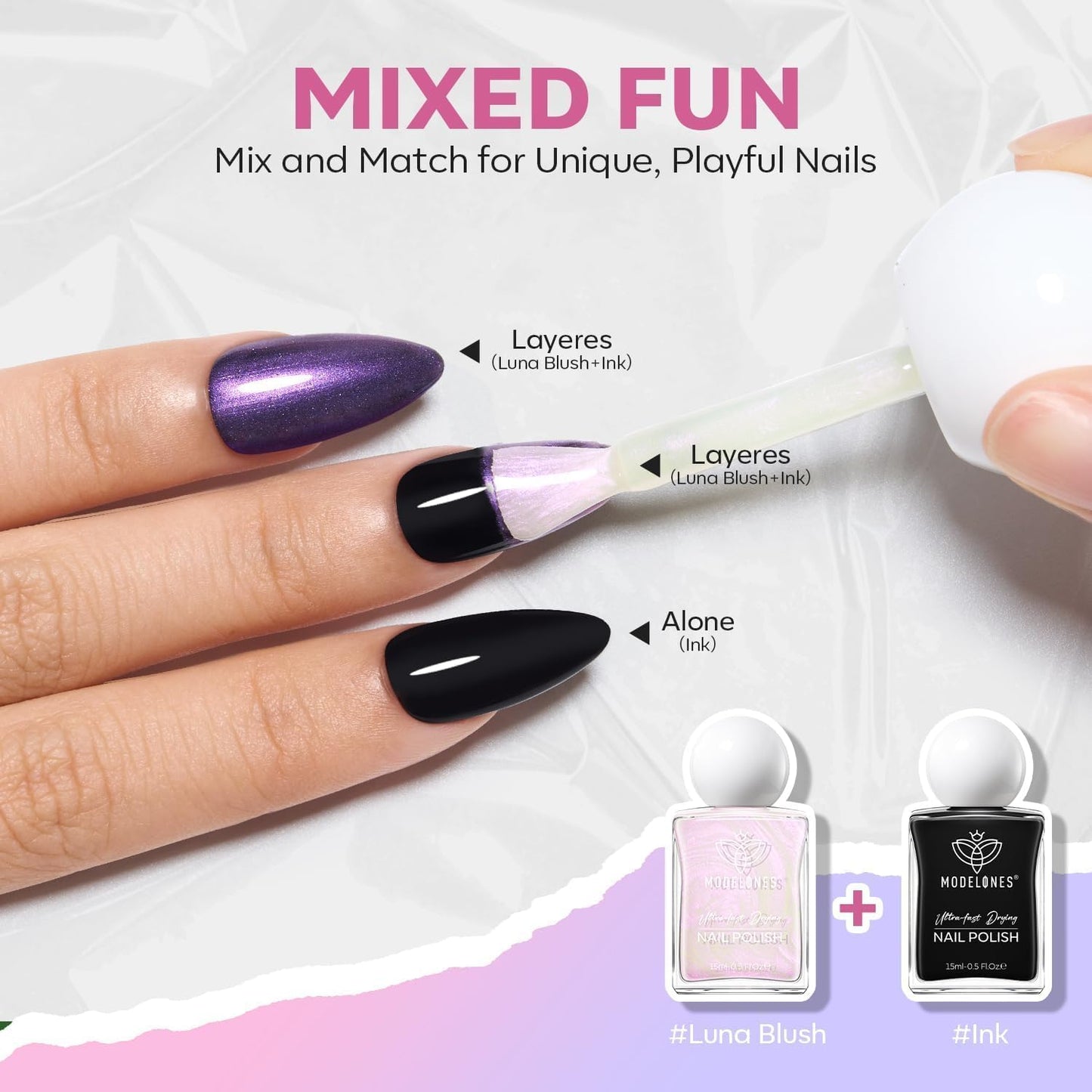 modelones Pearl Nail Polish, 15 ml Quick Dry Chrome Nail Polish Holographic Iridescent Shimmer Long Last Toe Fingernail Polish Nail Art Manicure Gift for Women Girls 0.5 Fl Oz