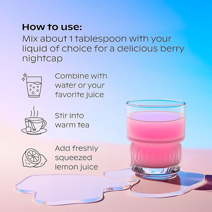 Wholier Magnesium Glycinate & Magnesium Citrate, Tart Cherry Juice, Chelated Calcium. Calming Nighttime Drink. Night Minerals.(30 Servings) Compostable Pouch