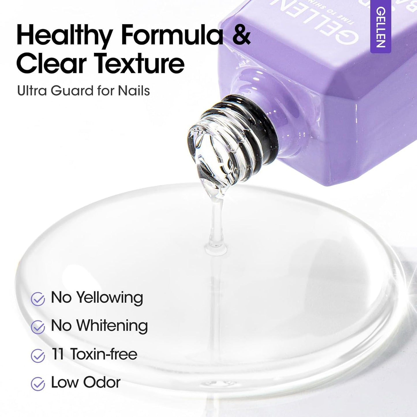 GELLEN Top Base Coat Gel with Nail Dehydrator, 18ml Hema-Free Acid-Free No Wipe Strong Base Ultra Glossy Top for for Long-Lasting Acrylic, Gel Polish, Builder Gel, Nail Tech Supplies