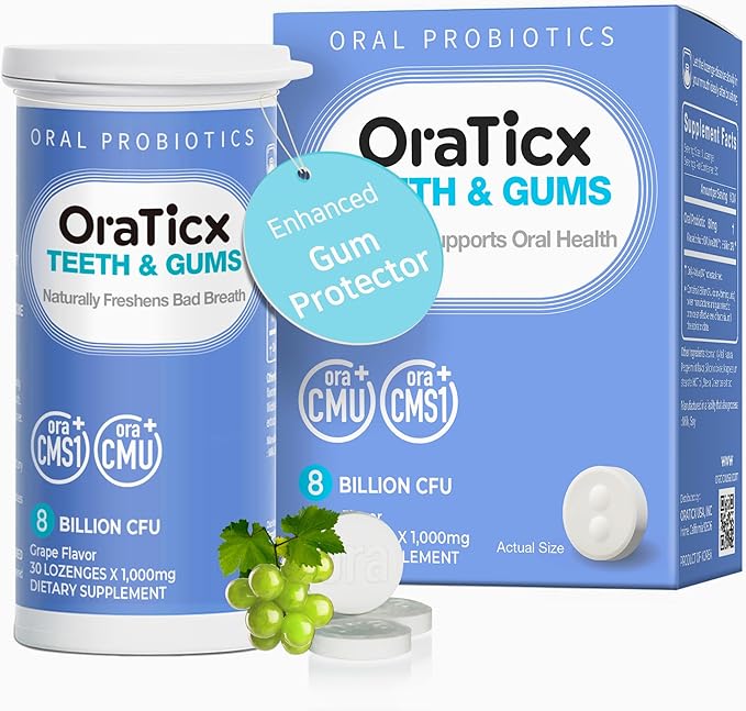 Teeth & Gums Dental Probiotic, Naturally Supports Oral Health and Immunity, Oral robiotics Supplement 8 Billion CFU, Grape Flavor, 30 Lozenges 2-Pack
