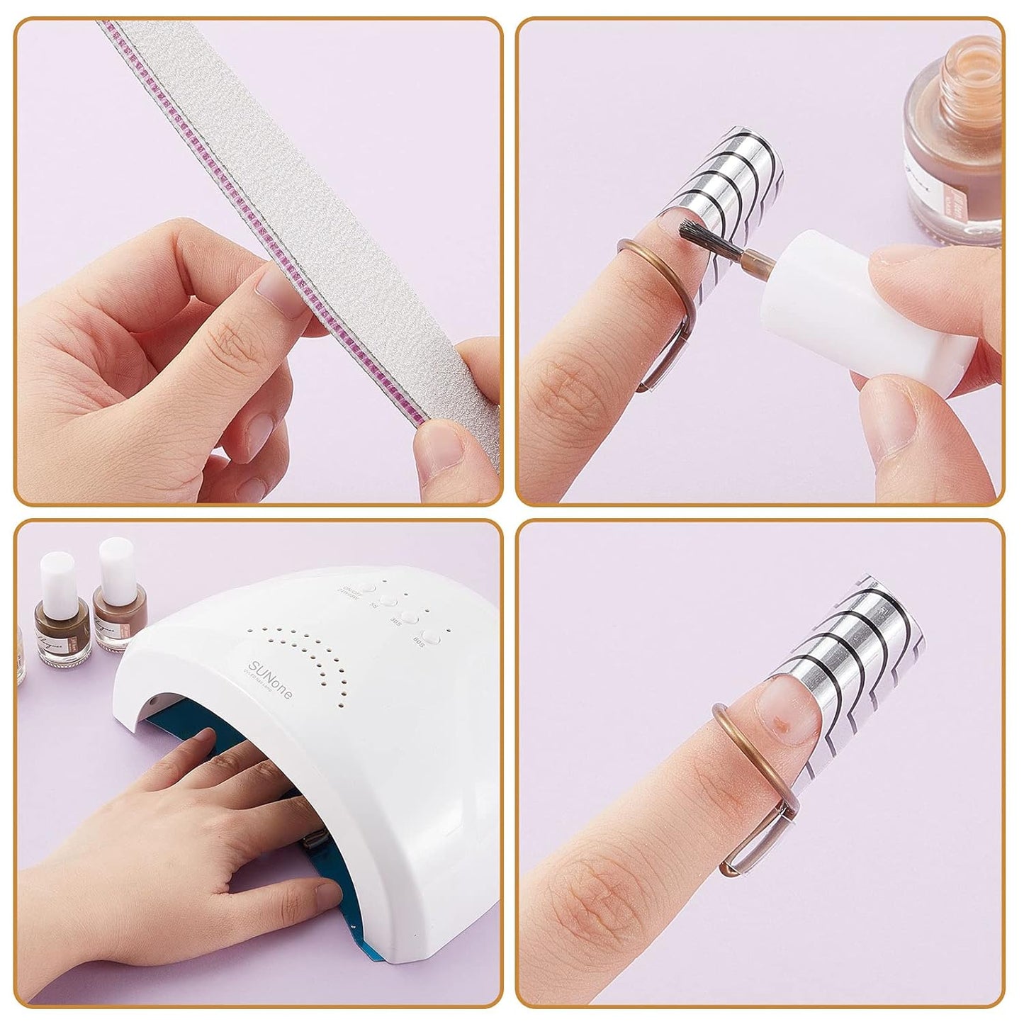 20 Pieces Reusable Nail Extension Forms Guide Protector Nail Tips Acrylic UV Gel Protector for Salon Home Supply(Silver)