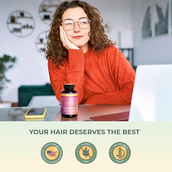 Primal Harvest Primal Hair Complex 1 Pack, Regrowth Hair Supplement for Women & Men, Natural Hair Vitamins w/Thickening Products Biotin & Zinc (60 Capsules)