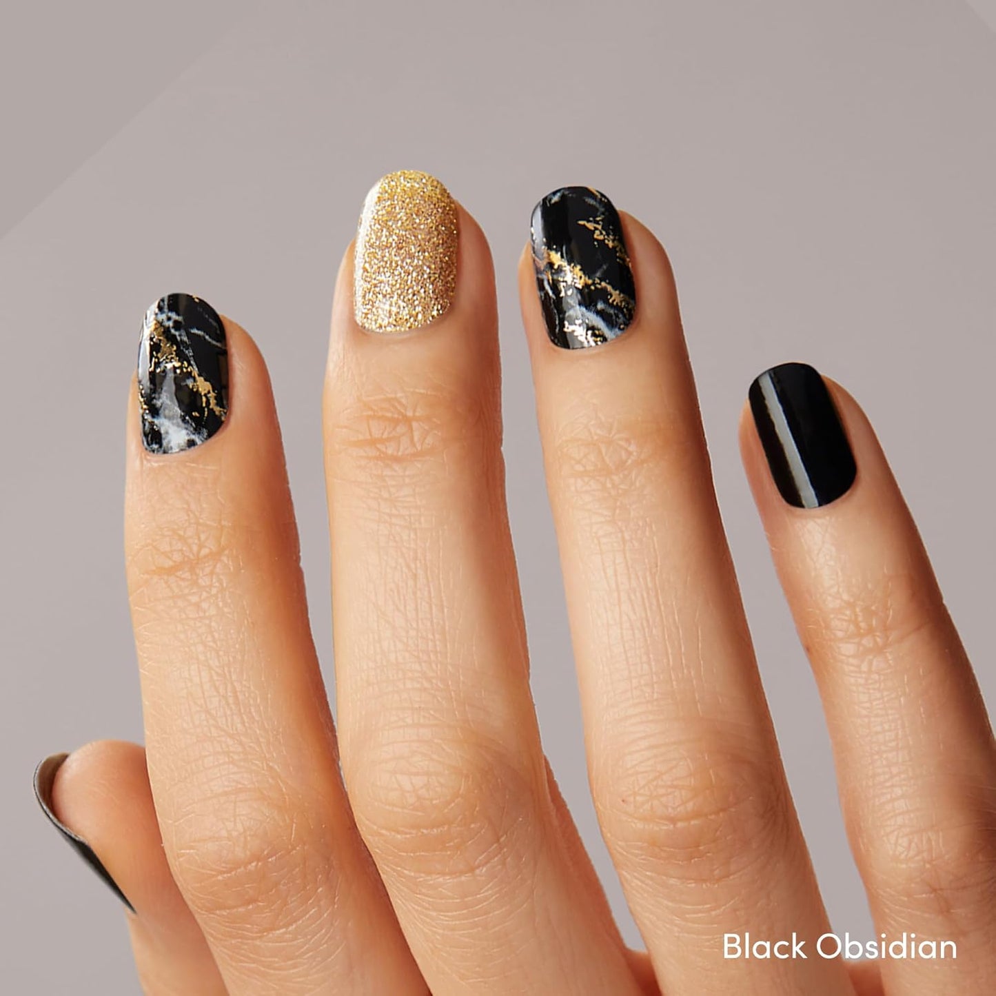Dashing Diva Gloss Nail Strips Bundle - The Dark Marble Collection- Blue Vixen & Black Obsidian - UV Free, Chip Resistant, Long Lasting Gel Stickers - Contains 2 Sets