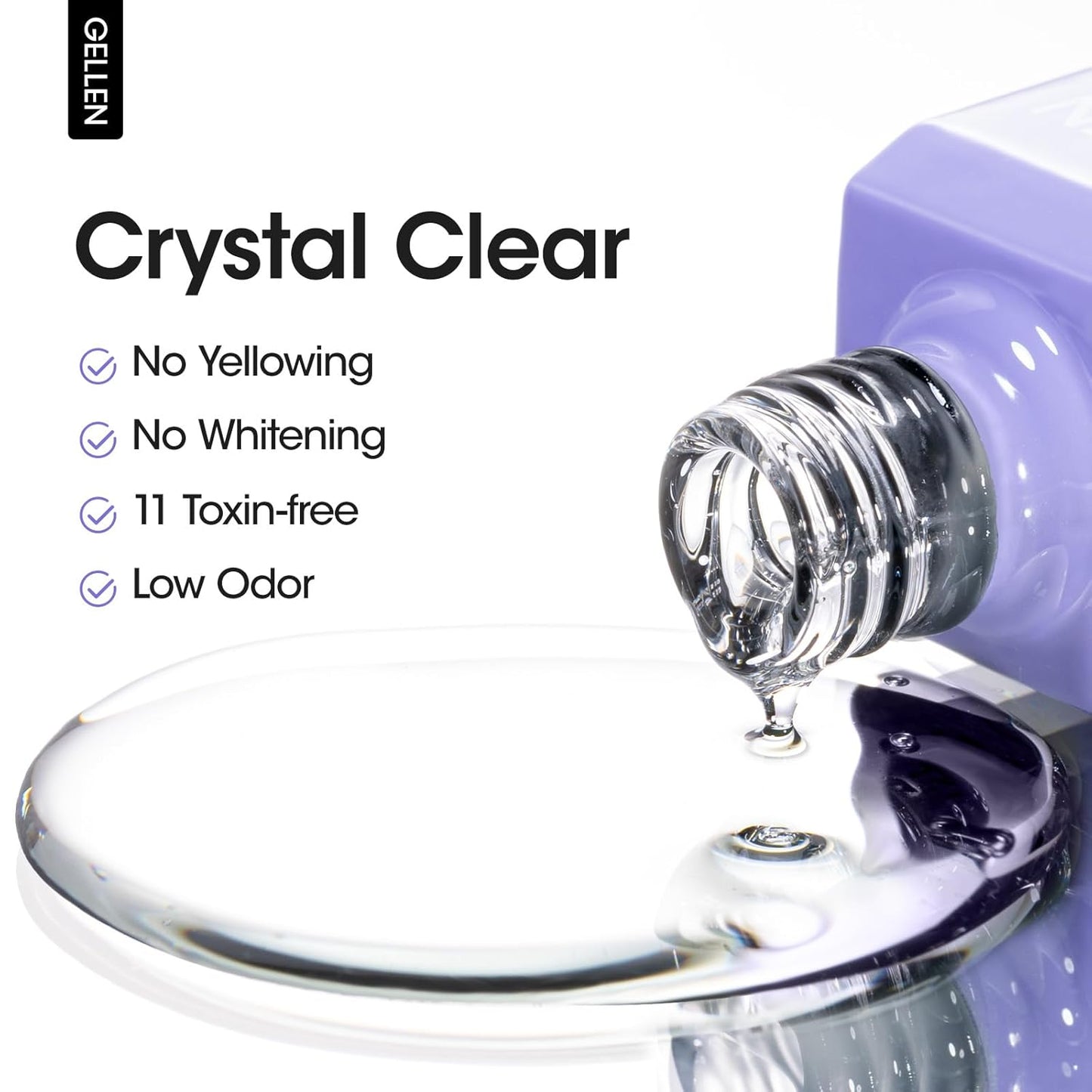 GELLEN No Wipe Gel Top Coat, 18ml Tempered Scratch Resistant Clear Nail Polish Finish, Soak Off UV Lamp Top Gel, High Gloss Shiny & Long Lasting Top Coat for Starter Nail Salon Art DIY Manicure