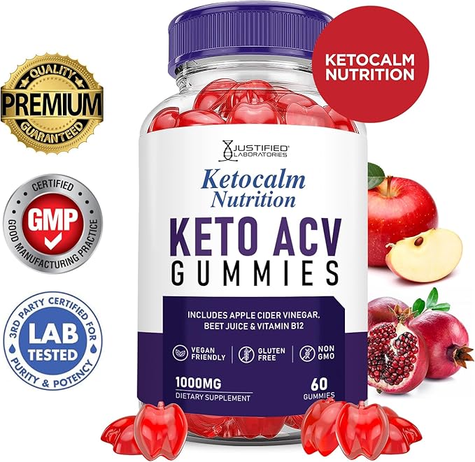 (2 Pack) Ketocalm Nutrition Keto ACV Gummies Advanced Formula 1000MG Keto Calm Nutrition Keto Gummies Apple Cider Vinegar Formulated with Pomegranate Beet Juice Powder B12 Vegan Non GMO 120 Gummys
