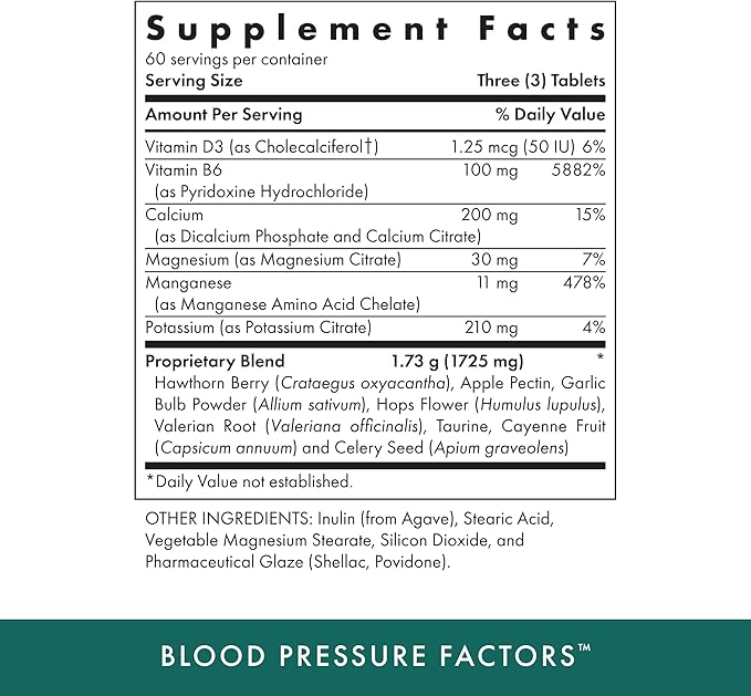 MICHAEL'S Health Naturopathic Programs Blood Pressure Factors - 180 Vegetarian Tablets - Provides Fluid Balance Support - Kosher - 60 Servings