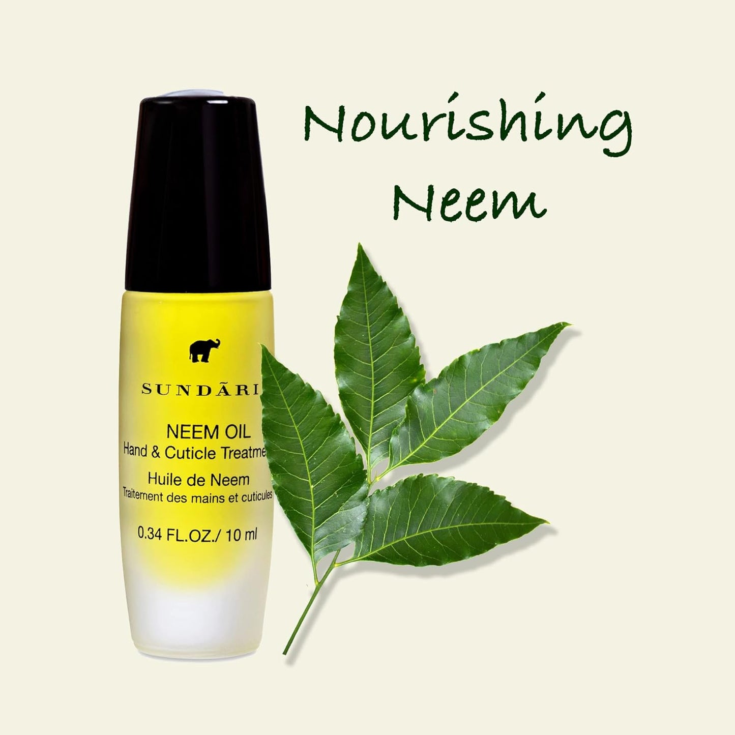 SUNDARI Neem Hand & Cuticle Treatment Oil – 0.34 Fl Oz, Roller for Dry Hands, Nails and Cuticles, Hydrating, Non-Greasy, Pure Plant & Herbal Extracts, Mess-Free Application, Deep Nourishment