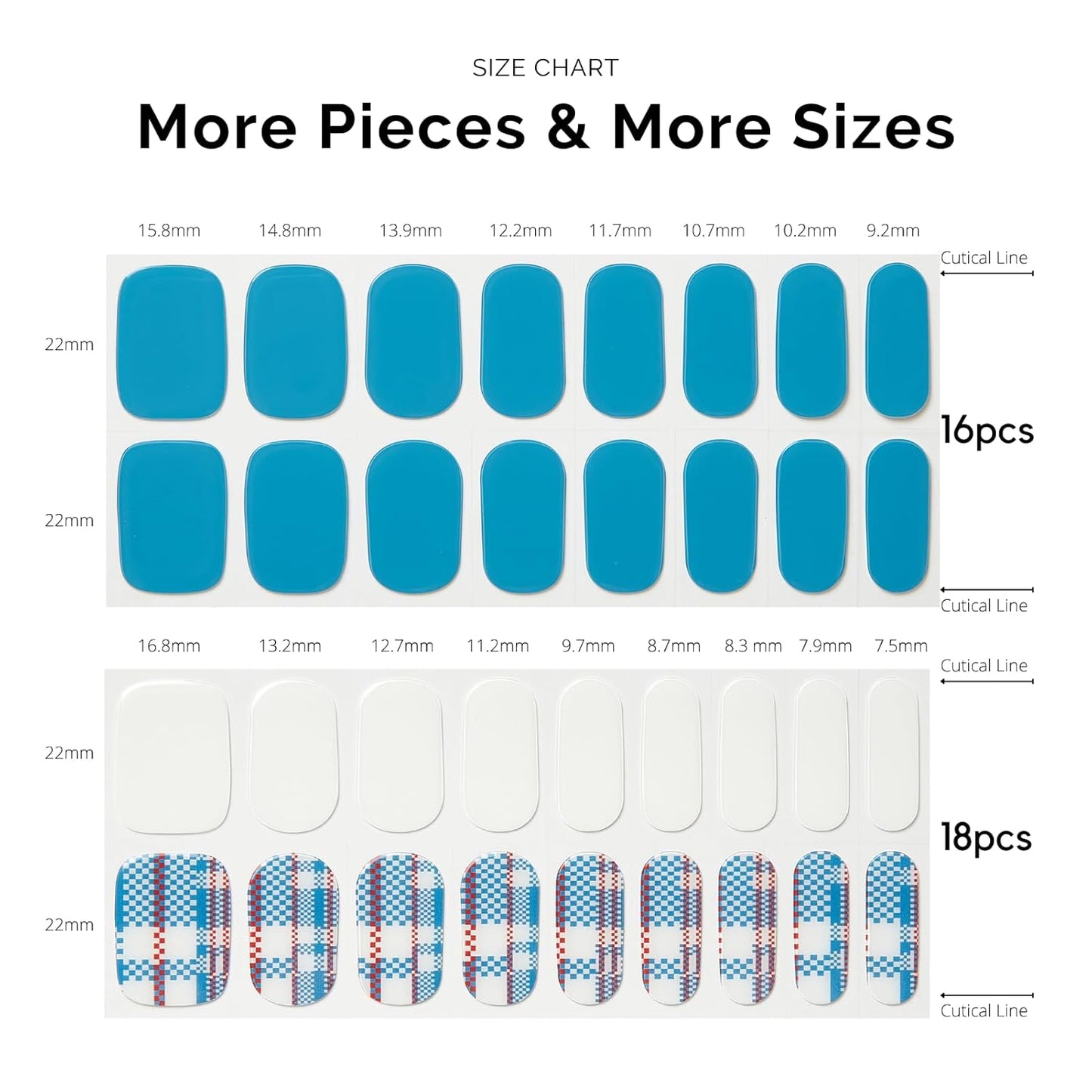 Semi Cured Gel Nail Strips - NAILOG 34 Pcs Gel Nail Stickers Buy 2 Get 1 UV Light | Long Lasting Nail Wraps with Glossy Gel Finish Blue, Azure Mosaic