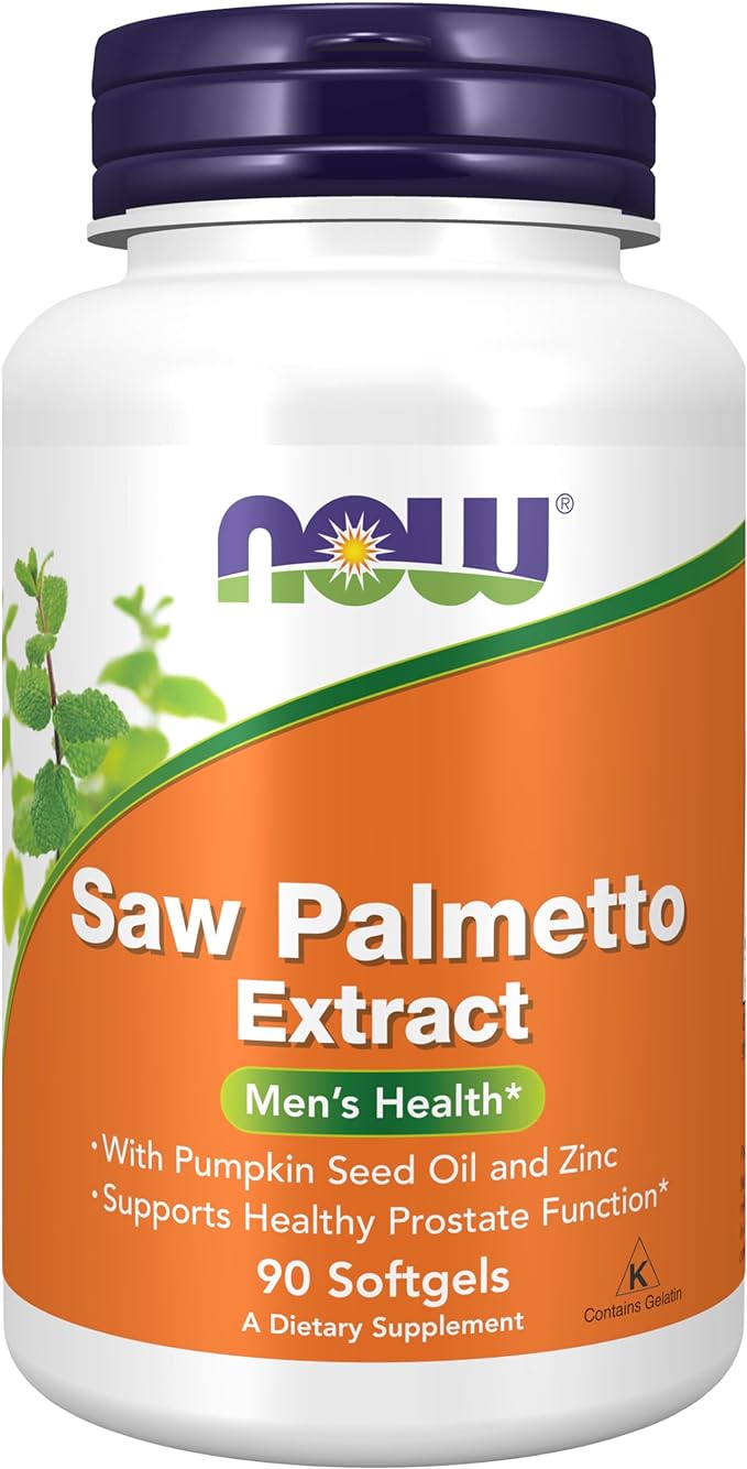 NOW Foods Supplements, Saw Palmetto Extract with Pumpkin Seed Oil and Zinc, Men's Health*, 90 Softgels