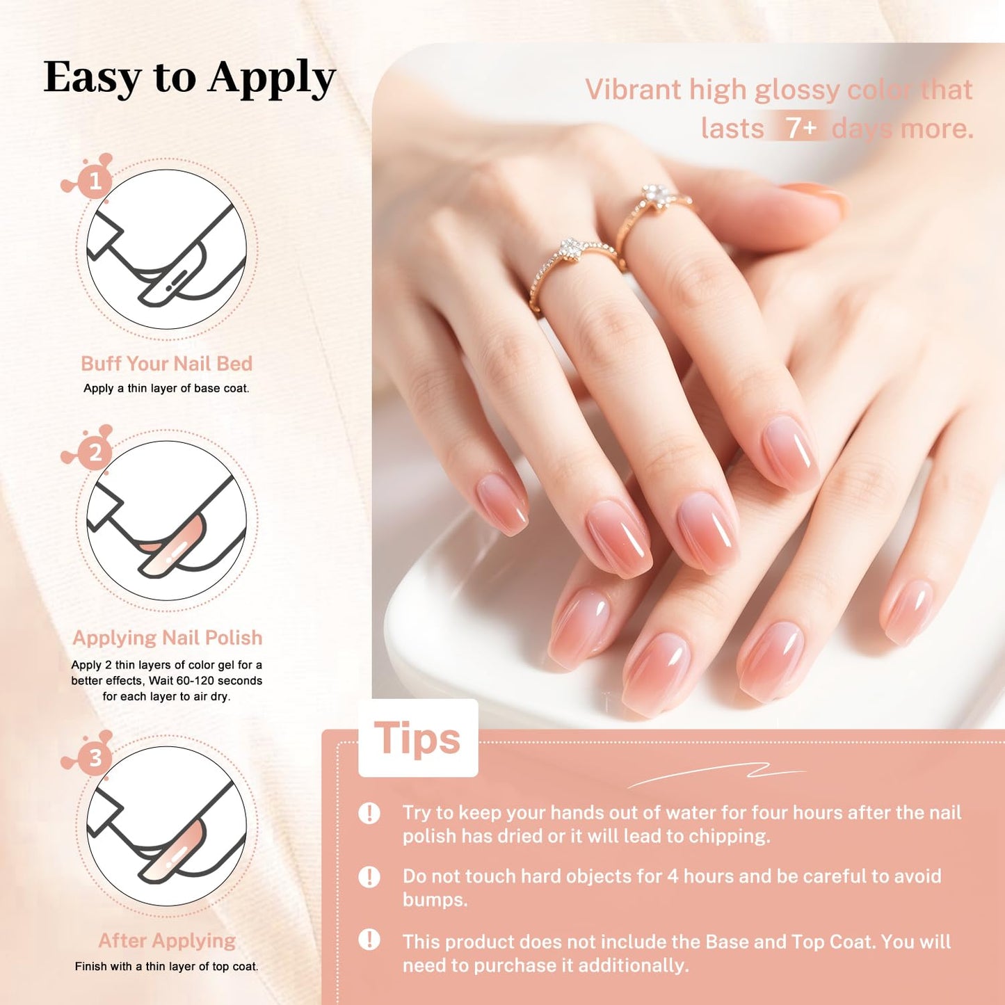 16.5ml Jelly Nude Pink Nail Polish Large Volume Quick Dry Nail Polish, Long Lasting Shine, Fingernail Toenail Nail Art DIY Home Travel Nail Art Gift