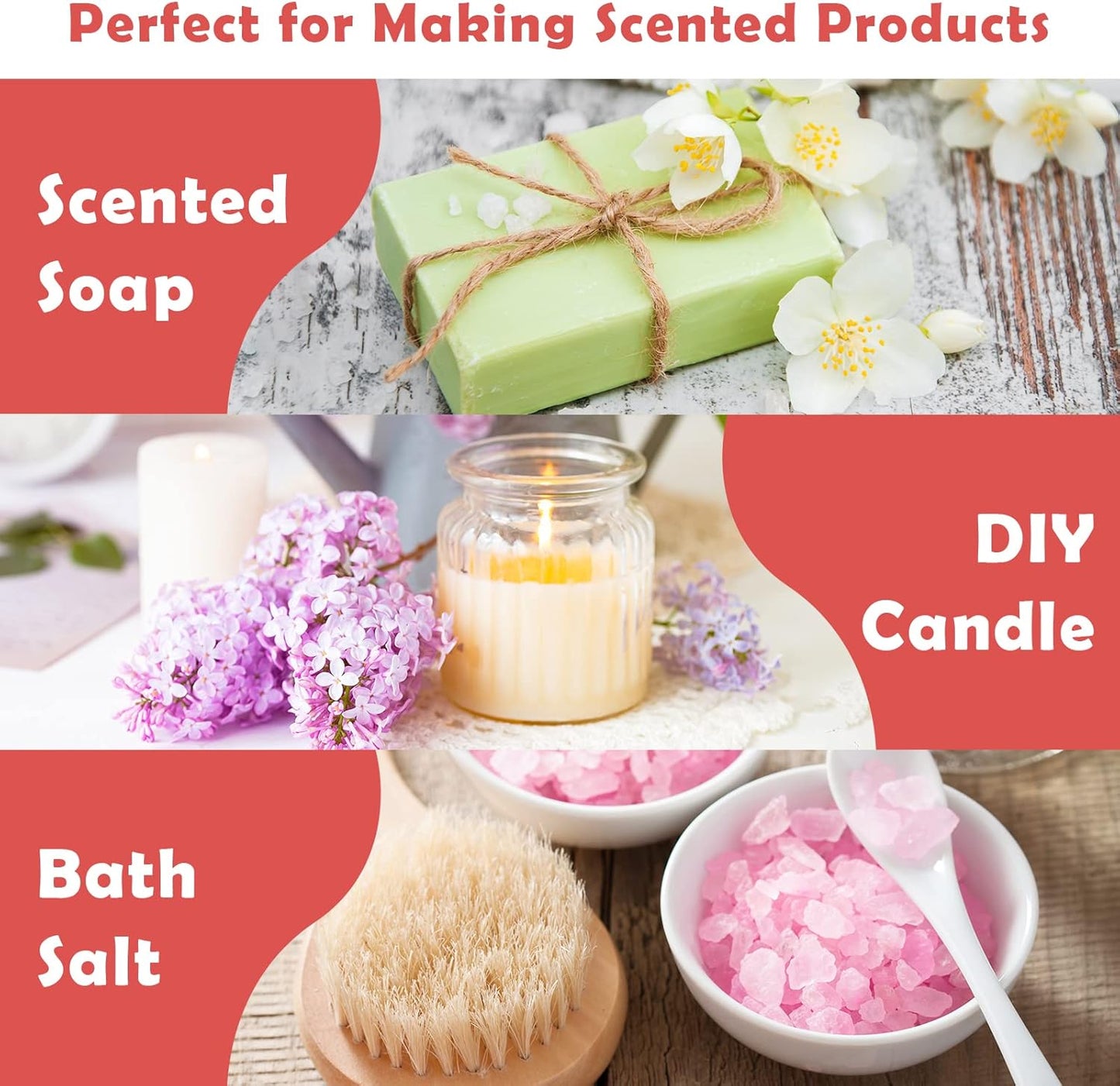 Floral Essential Oils, Holamay Premium Fragrance Oil for Candle Making, 5mlx10, Soap Making Scents - Rose, Jasmine, Neroli, Gardenia, Lilac and More, Aromatherapy Essential Oils for Diffusers for Home