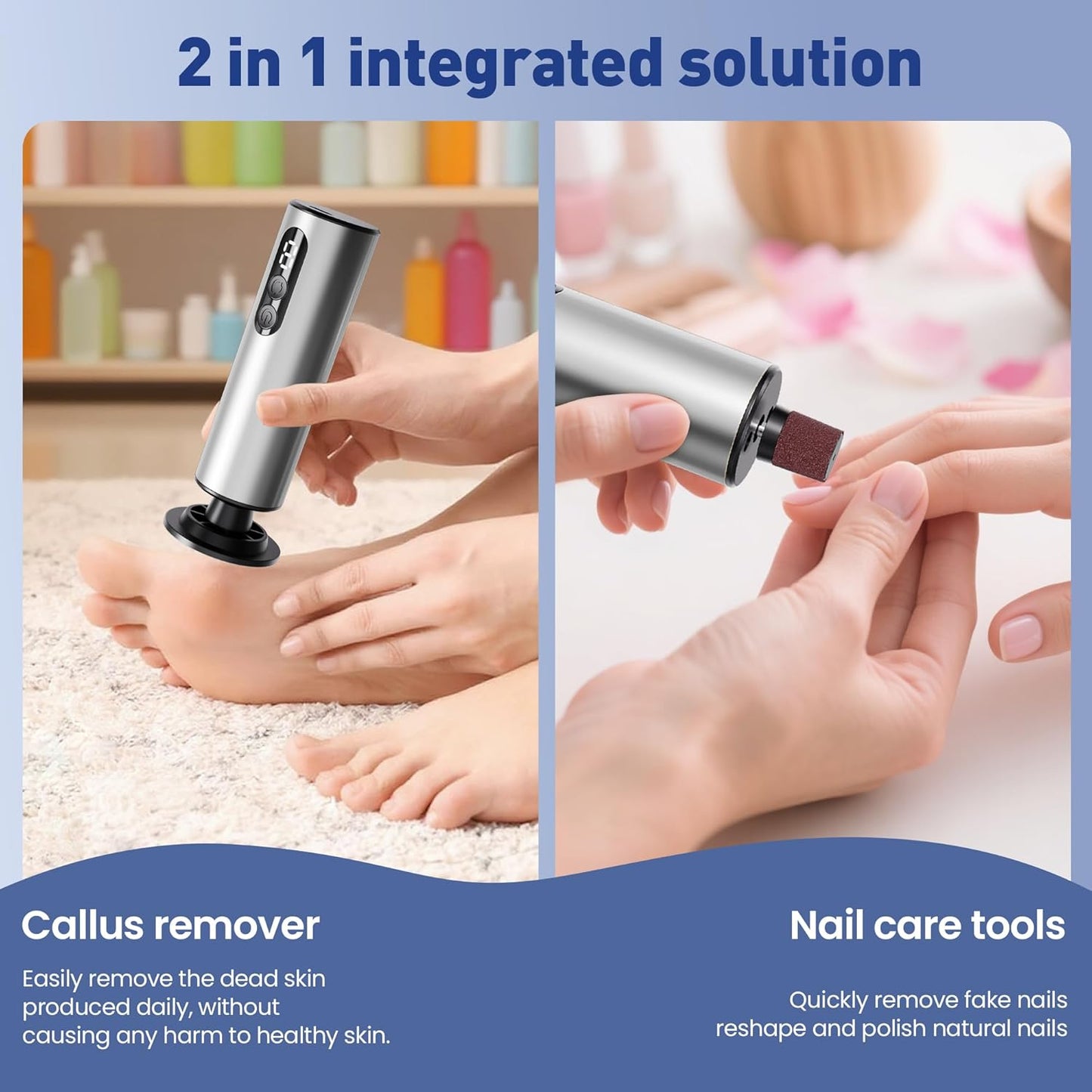Electric Foot Callus Remover,2 in1 Rechargeable Callus Remover for Feet,9-Speed Wireless Electric Foot File Nail Grinder,Foot Scrubber Pedicure Tools for Dead Skin Dry Cracked Feet(Black MINI)