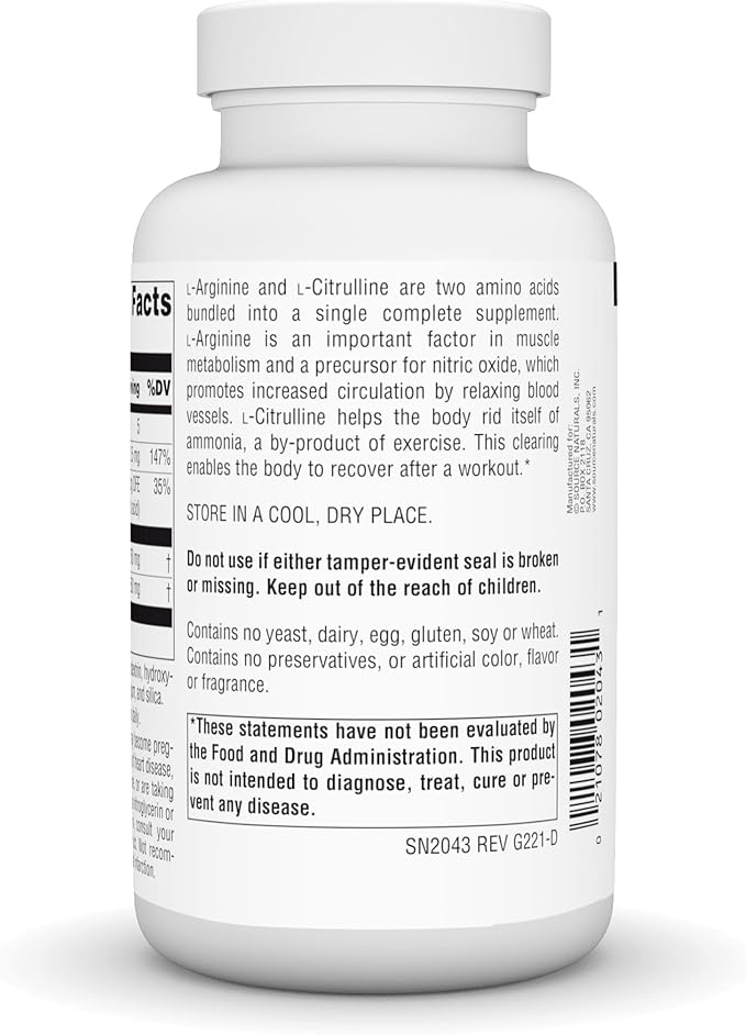 Source Naturals L-Arginine L-Citrulline Complex, 120 Tablets, 1000 mg