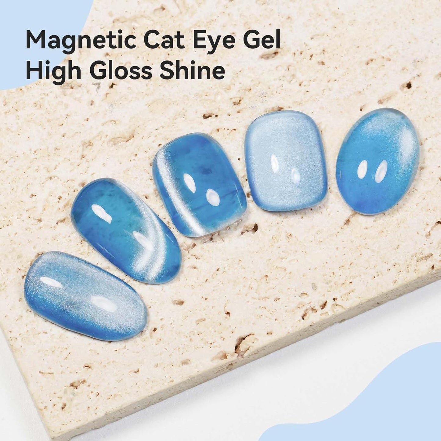 Moonlight Cat Eye Gel Nail Polish 12ML Blue Glitter Magnetic Gel Polish Velvet Ceramic Effect Crystal Shimmer Cateye Soak Off Manicure Salon At Home 1Pc