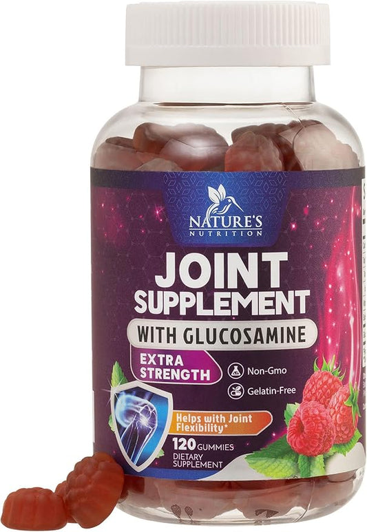 Joint Support Gummies Glucosamine Plus Vitamin E - Nature's Joint Support Supplement for Occasional Discomfort for Back, Knees & Hands - Cartilage & Joint Health & Flexibility Support - 120 Gummies