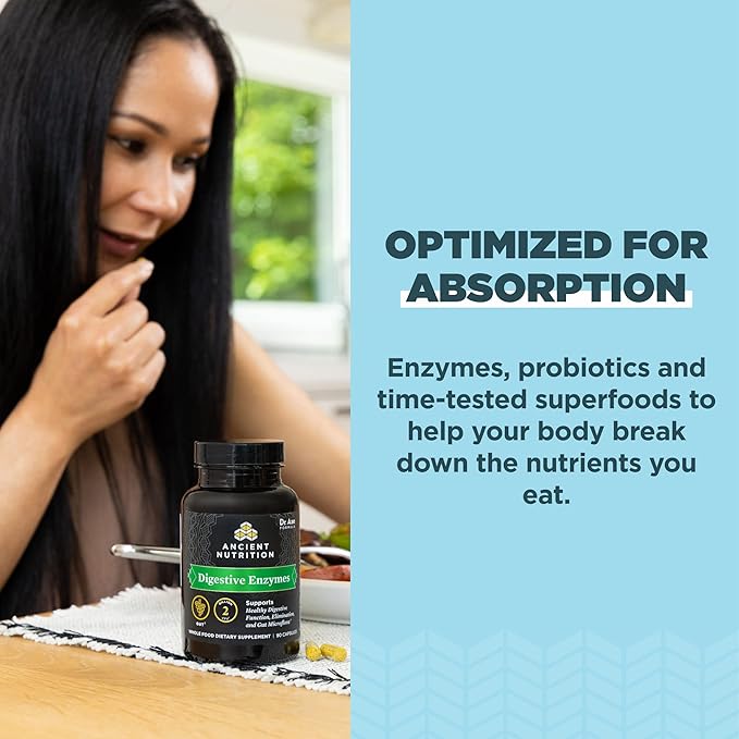 Digestive Enzymes by Ancient Nutrition, Supports Gut Health, Promotes Healthy Digestive Function, 90 Ct