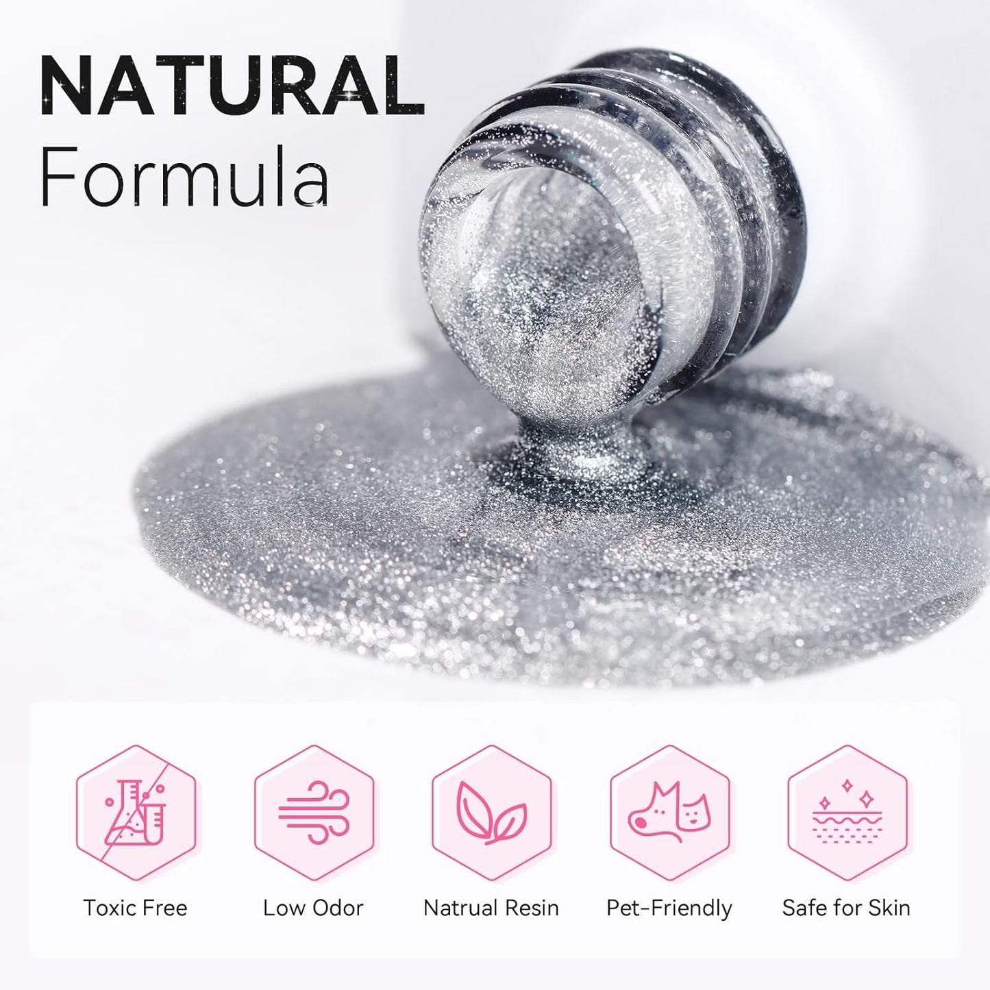 Makartt Universal Silver Cat Eye Gel Polish: Sparkle Glitter Nail Polish Holographic Magnetic Gel with Magnet DIY at Home for Beginner Easy to Use Nail Art Design Manicure 10ml