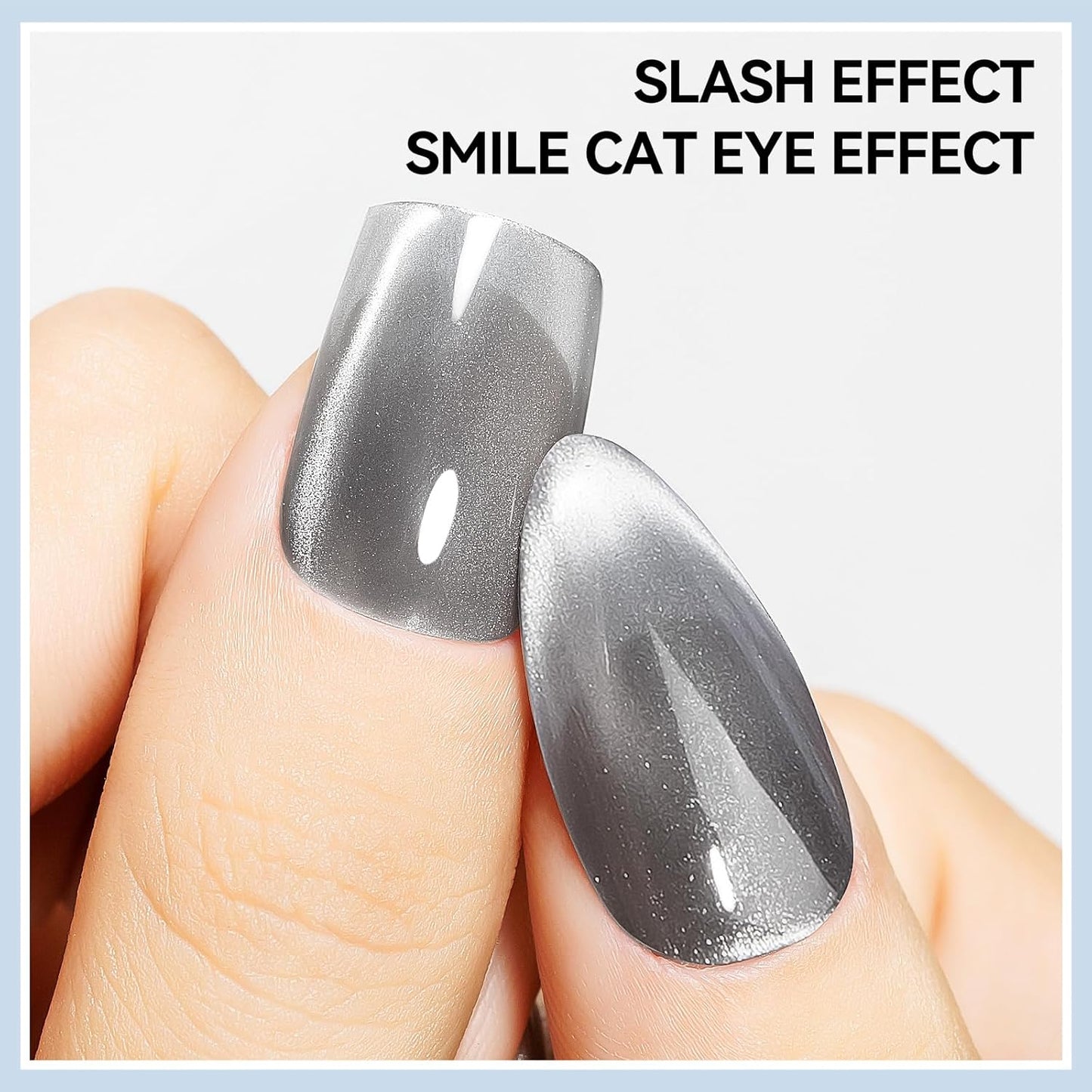 MIZHSE Quick Dry Cat Eye Nail Polish, Sliver Magnetic Nail Polish with Magnet, Air Drying Fast Nail Lacquer 15ml Cateye Effect for Women Girl Non-Gel Nail Art Manicure DIY Home