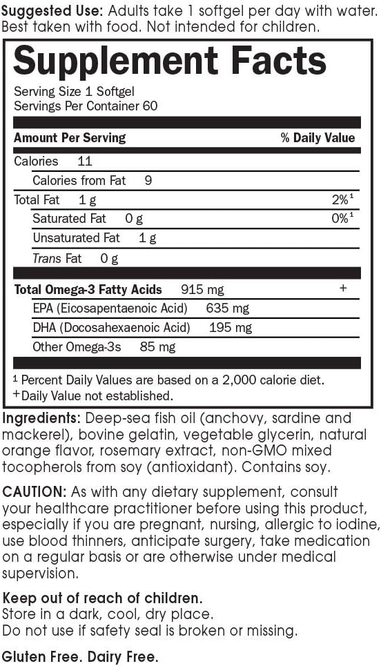 Garden of Life - Minami - Cardio-3, Orange Flavor, 60 Count Softgels