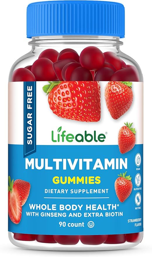Lifeable Sugar Free Multivitamin Gummies | with Vitamin A, C, D, E, Niacin, B6, Folate, B12, Biotin, Pantothenic Acid, Iodine, Zinc | Great Tasting Adult Multivitamin Gummy | 90 Gummies