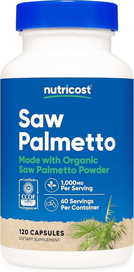 Nutricost Saw Palmetto 1000mg, 120 Capsules - CCOF Certified Made with Organic Saw Palmetto, Vegetarian Friendly, 60 Servings, 500mg Per Capsule, Gluten Free