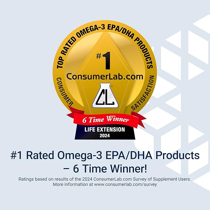 Life Extension Super Omega-3 EPA/DHA Fish Oil, Sesame Lignans & Olive Extract – Heart Health, Brain Health, Inflammation Health Support, Gluten-Free, Easy to Swallow, Non-GMO, 240 Softgels