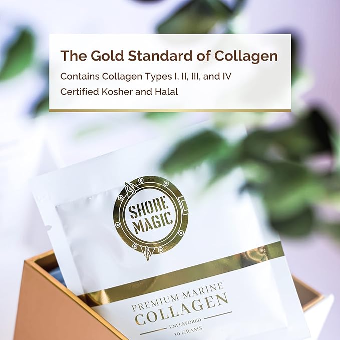Premium Marine Collagen Powder with Type I II III and IV Hydrolyzed Peptides for Women and Men Sourced from Wild Fish, Certified Halal and Kosher Unflavored - 30 Day Supply, 300g Canister
