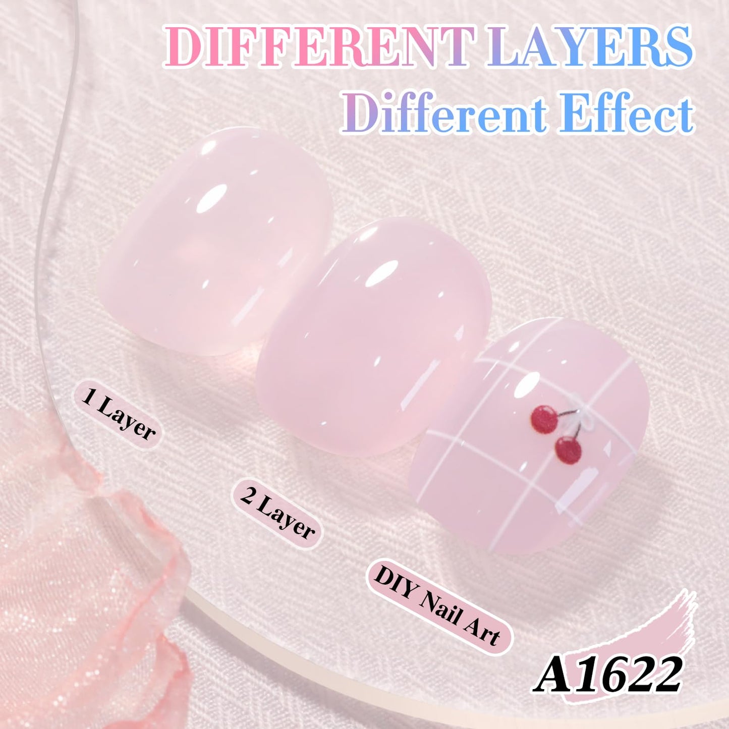 Double Rhythm 0.50 OZ Translucent Gel Polish Same Color Same Bottle Sheer Pastel Neutral Natural Milky 15 ML Jelly UV Nail Art DIY at Home (Purple-A1622)