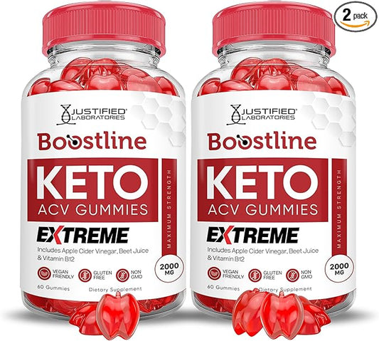 (2 Pack) Boostline Keto ACV Gummies Extreme 2000MG Boost Line Keto Gummies Apple Cider Vinegar Formulated with Pomegranate Beet Juice Powder B12 Vegan Non GMO120 Gummys