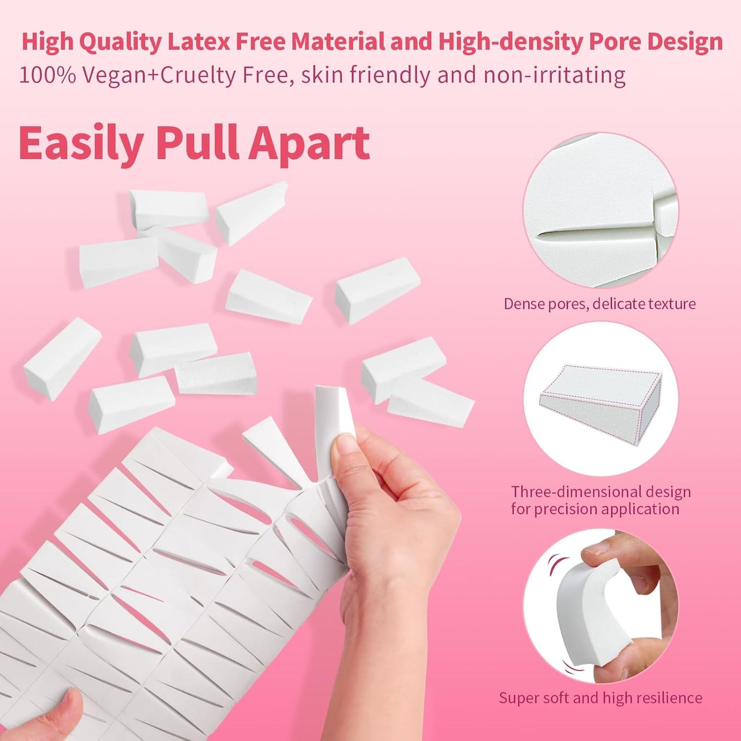540 Pcs New Makeup Sponges Wedges for Face Foundation, Latex-Free Triangle Cosmetic Make Up Sponge for Flawless Application and Blending, Beauty Blender for All Skin Types with Ten Pouches