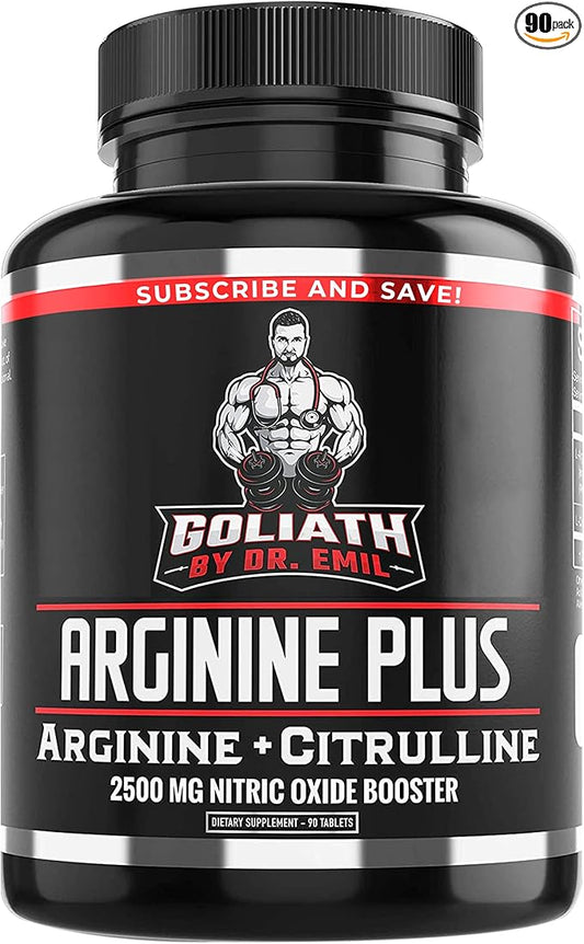 Dr. Emil's ARGININE Plus - L Arginine + L Citrulline - 2500 MG High Dose NO Booster Tablets - Nitric Oxide Supplement for Vascularity and Heart Health (Arginine AAKG and Citrulline Malate 2:1)