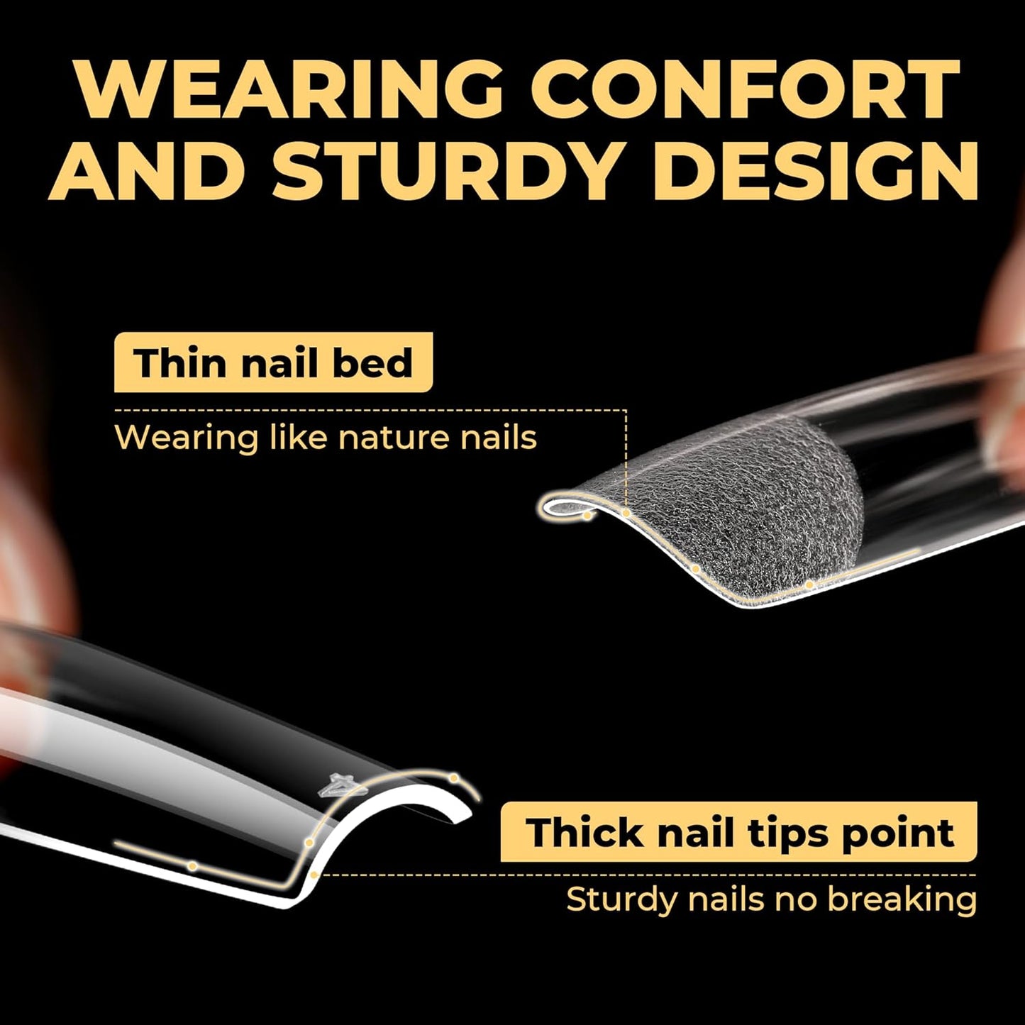 UNA GELLA Extra Long Tapered Sqaure Nail Tips, No C Curve Pre-file 120Pcs Square Press on Nails XXL Long Square Gel Nail Tips Full Cover Acrylic Straight for Nails Extension Art DIY Salon 12 Sizes