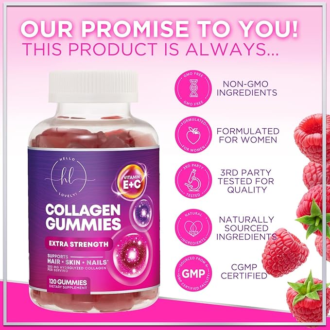 Collagen Peptides for Women - Collagen Gummy with Biotin for Hair, Skin, Nail, Bone & Joint Support, Extra Strength Hydrolyzed Collagen Peptides Supplement for Women & Men, Non-GMO - 120 Gummies