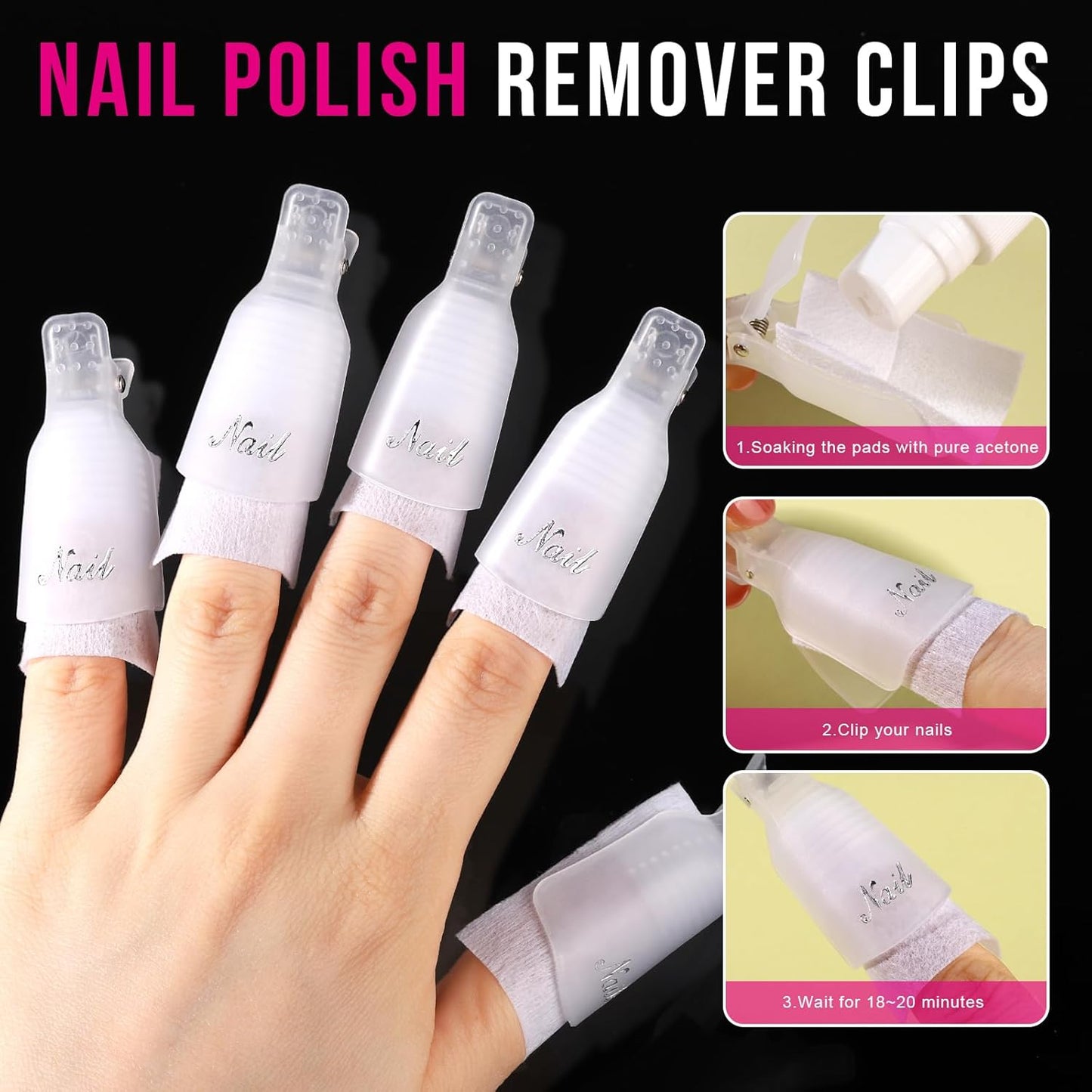 Teenitor gel nail remover kit with10pcs Gel Clip Remover, Brush for Nails, Nail Files 100/180, Buffer Block 400/4000, Stainless SteelCuticle Peeler and 115pcs Lint Free Cotton Pads Nail Wipe Clear