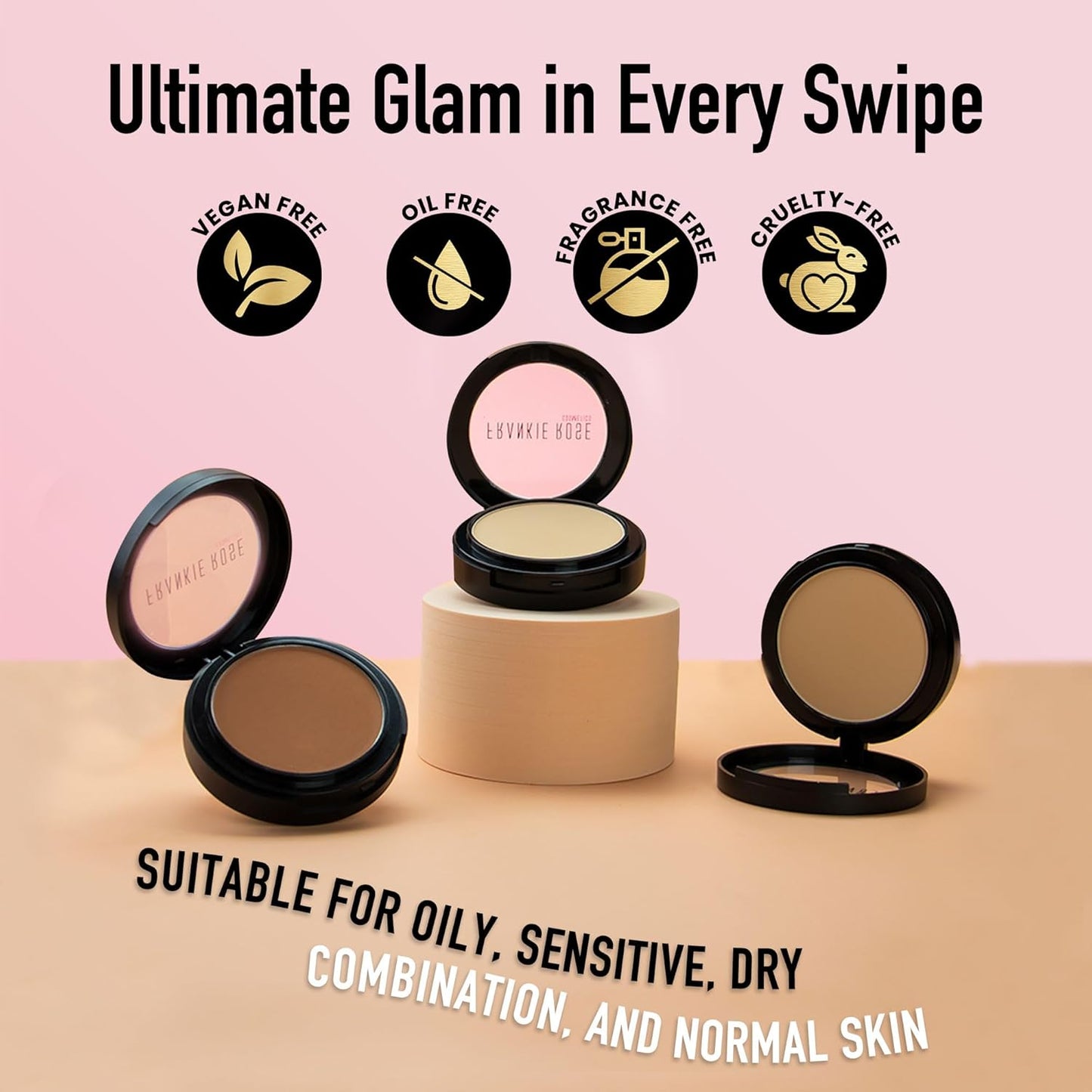 Frankie Rose Cosmetics Powder Foundation – Full Coverage Face Powder For Pores & Imperfections, Evens Out Skin Tone & Shine-Control | 58 Grams (Buff)