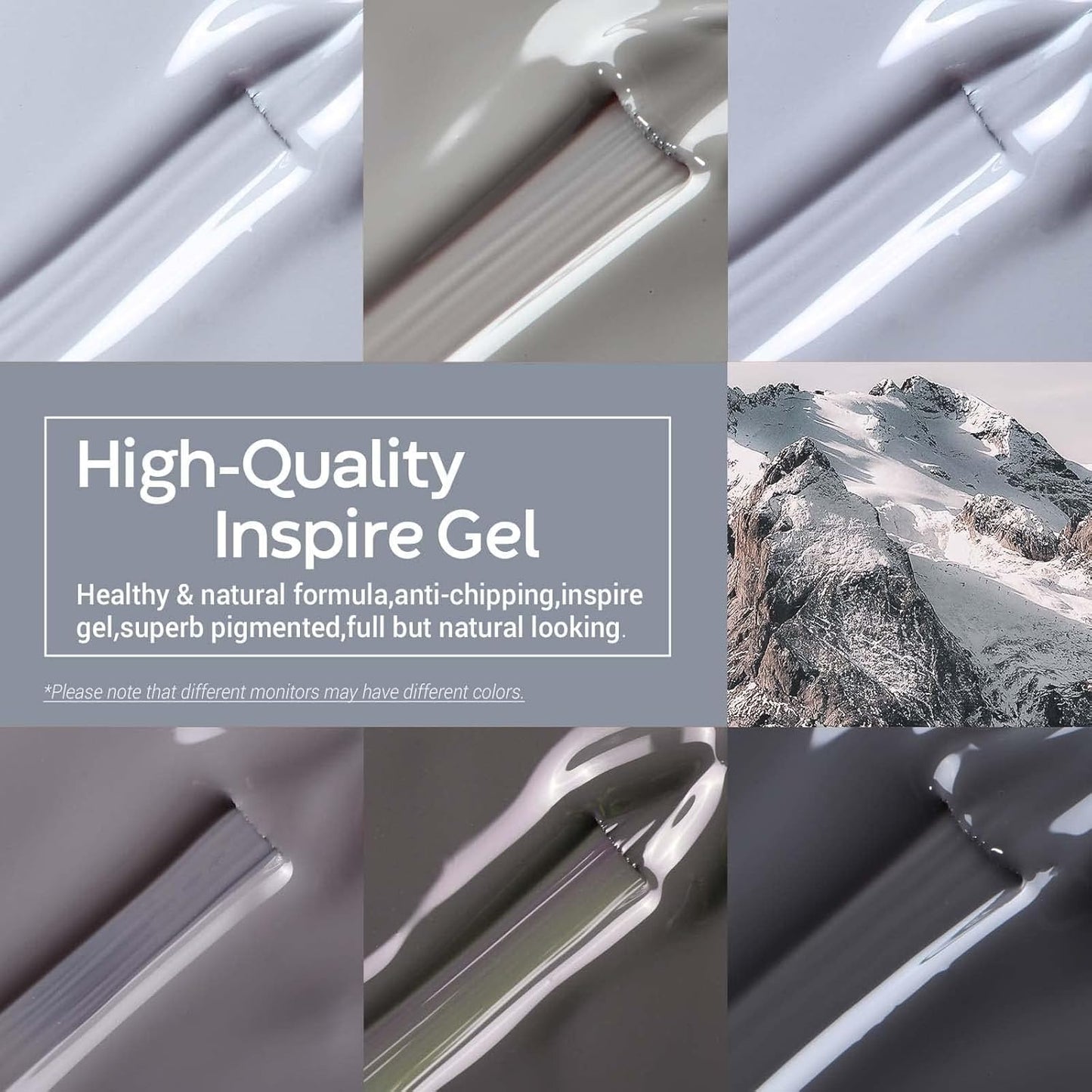 modelones Grey Gel Nail Polish Set 6 Colors, Gray Tone Dark Cloud Stone Seal Iron Fossil Shades Collection All Seasons Soak Off LED Nail Art Gel Kit Soak Off Manicure Salon DIY Home Gift