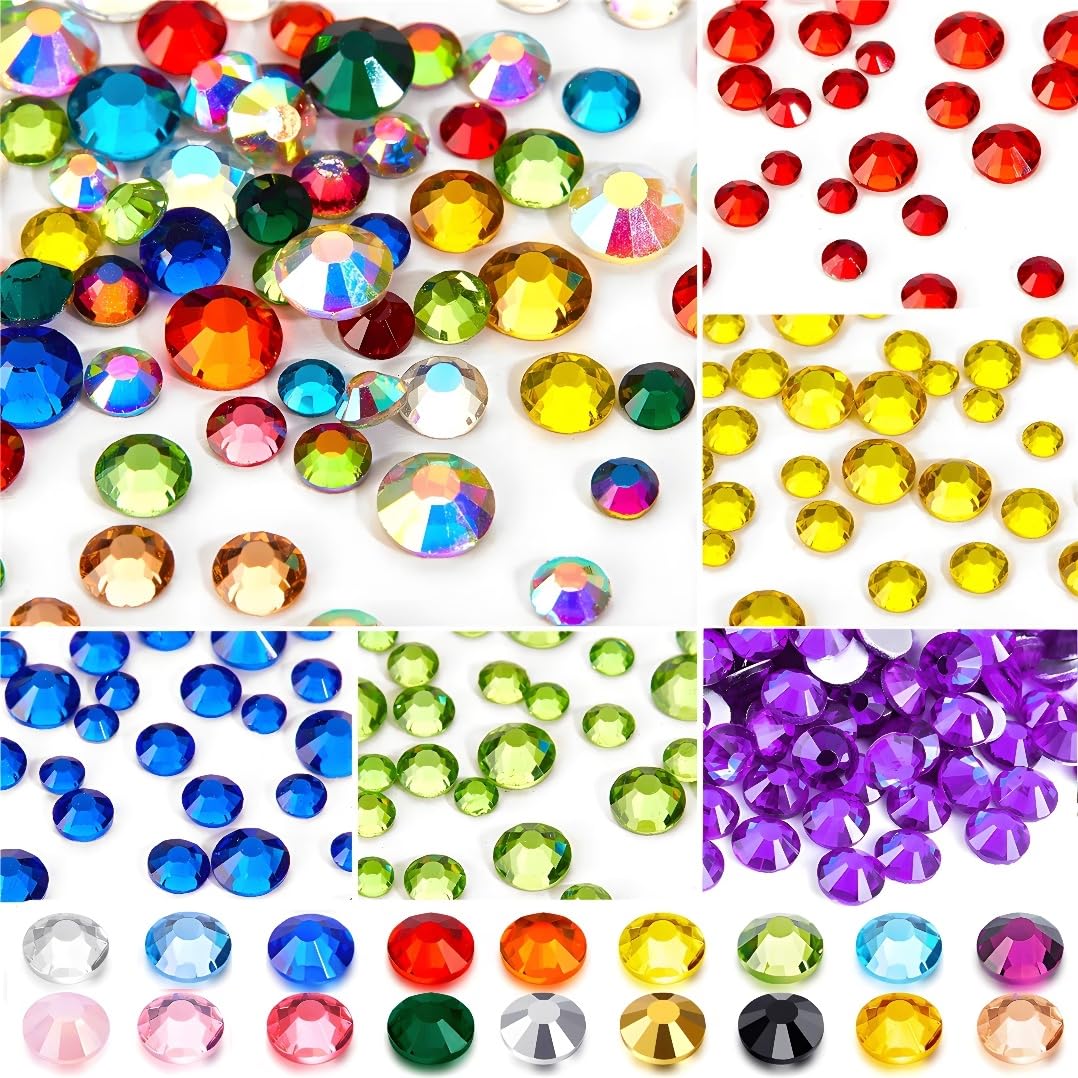 Flatback Rhinestones Round Gems for Nails Art and Crafts 1250Pcs SS20 5mm Glitter Crystals Stone DIY Bags Clothes Shoes (Light Green)