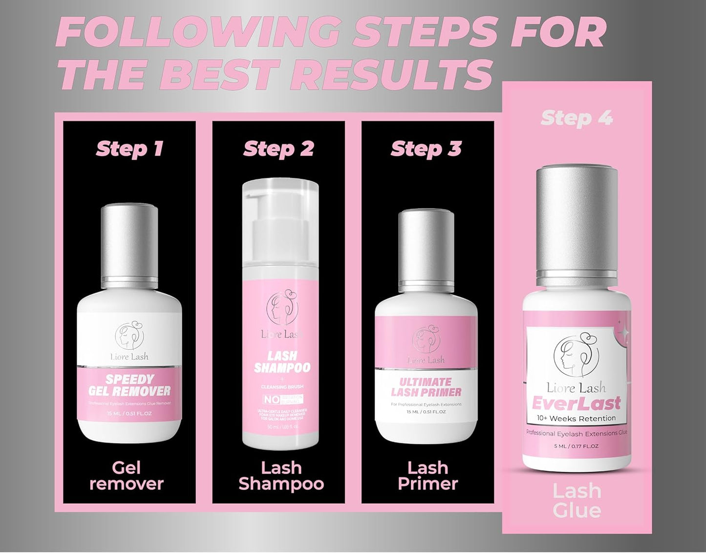 Everlast Strong Eyelash Extension Glue Liore Lash/Retention - 10 Weeks/ 0.5-1 Sec Fast Dry/Black Adhesive/Professional Supplies for Classic/Volume Lashes