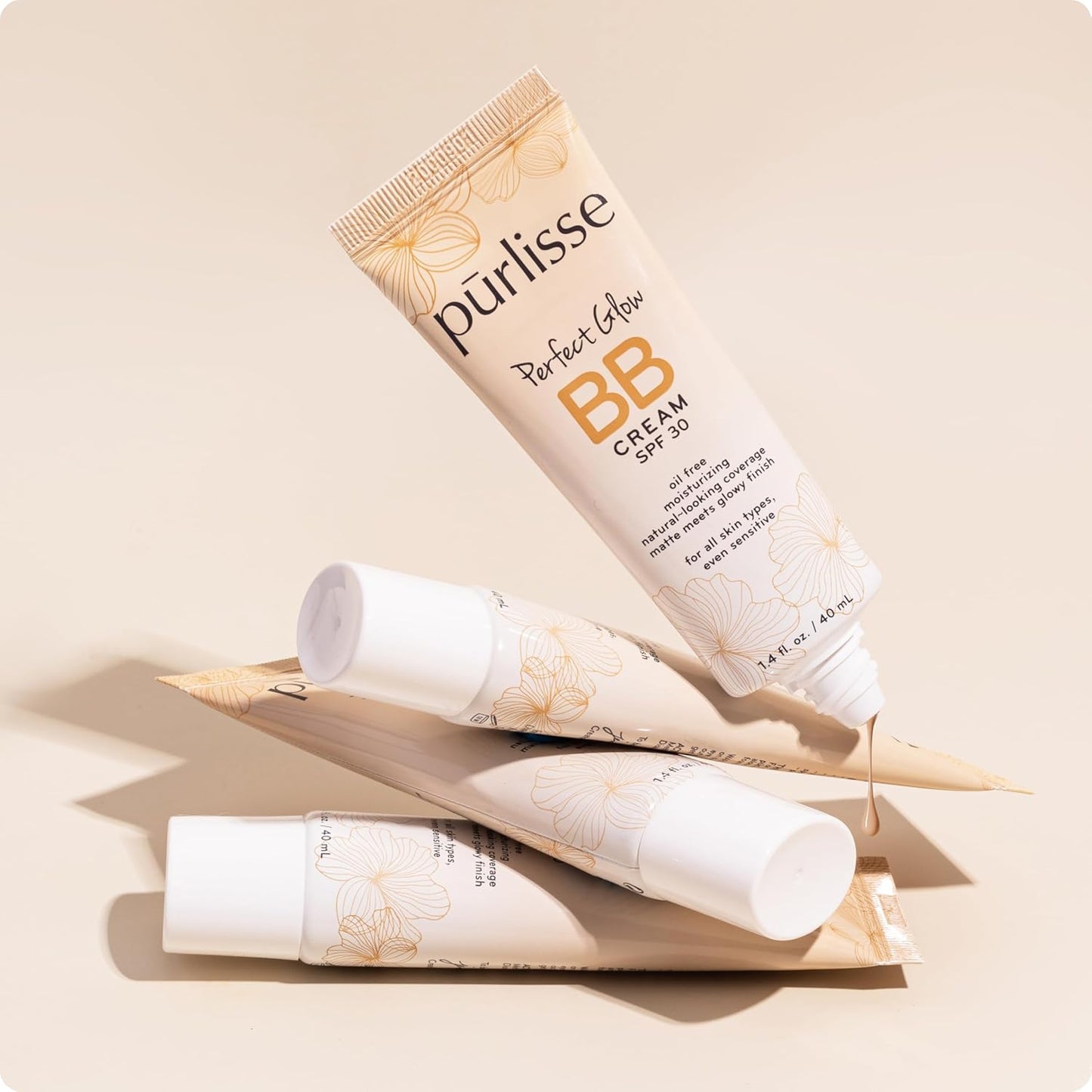 pūrlisse Perfect Glow BB Cream with SPF 30 - Matte Meets Dewy Finish - Enriched with Goji & Hawthorn Berry to Help Improve Skin Texture & Radiance - Tan Deep (1.4 oz)