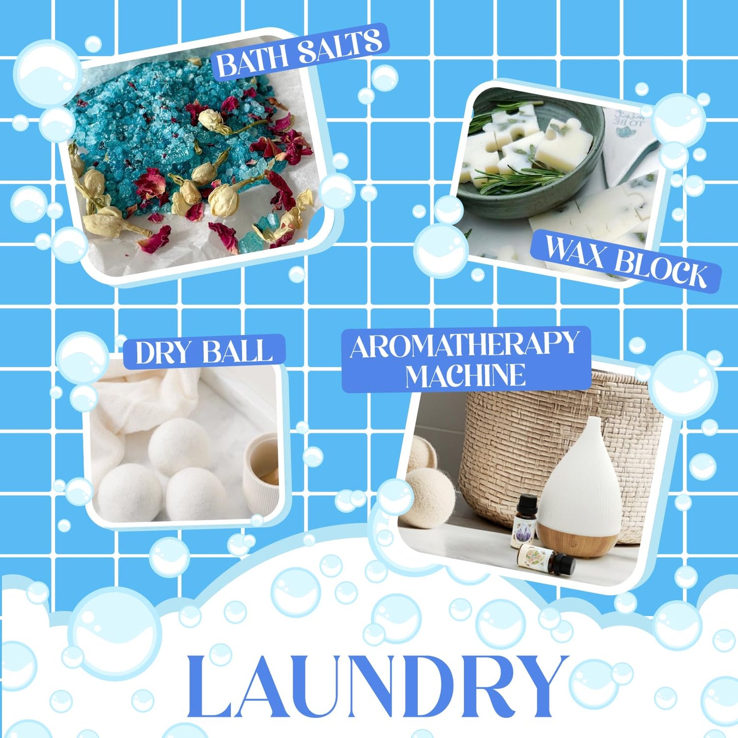 Laundry Fragrance Oils Set, Essential Oil for Diffuser, Aromatherapy Gift, Clean Scent Diffuser Oil, Use with Wool Dryer Balls,Chamomile, Fresh Cotton, Sage, Cedar, Lavender, Cherry Soap