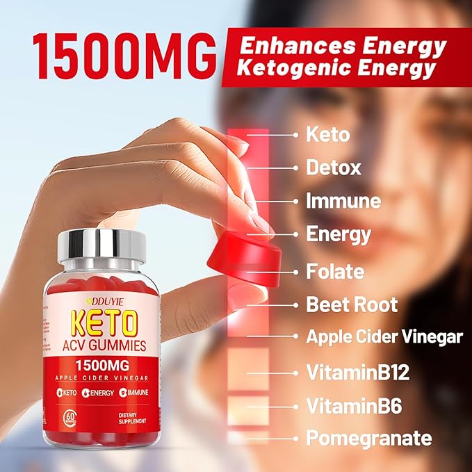 (2 Pack) Keto ACV Gummies Extreme of 1500MG, Gummies, Apple Cider Vinegar Formulated Along with Pomegranate Beet Juice Powder and B12, Vegan and Non GMO, 120 Gummys