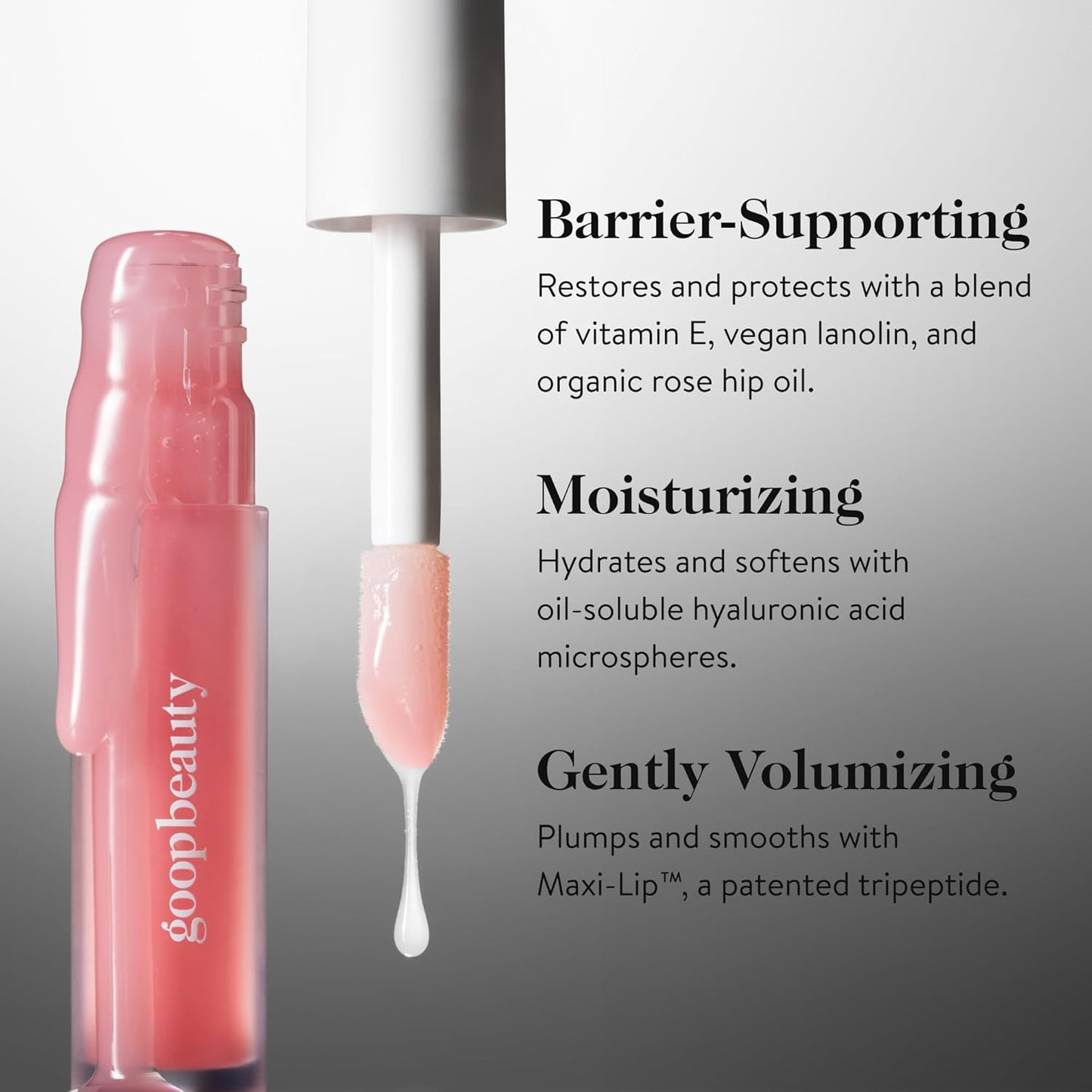 goop Beauty Hydra-Barrier Gel Gloss | Hydrating Lip Gloss to Moisturize & Plump Lips | Hyaluronic Acid & Vitamin E | Blossom - Sheer Petal Pink | 0.13 oz